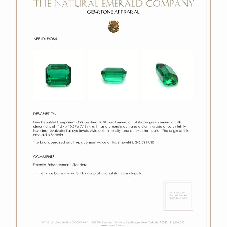 6.78 Ct. Emerald from Zambia