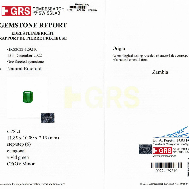 6.78 Ct. Emerald from Zambia