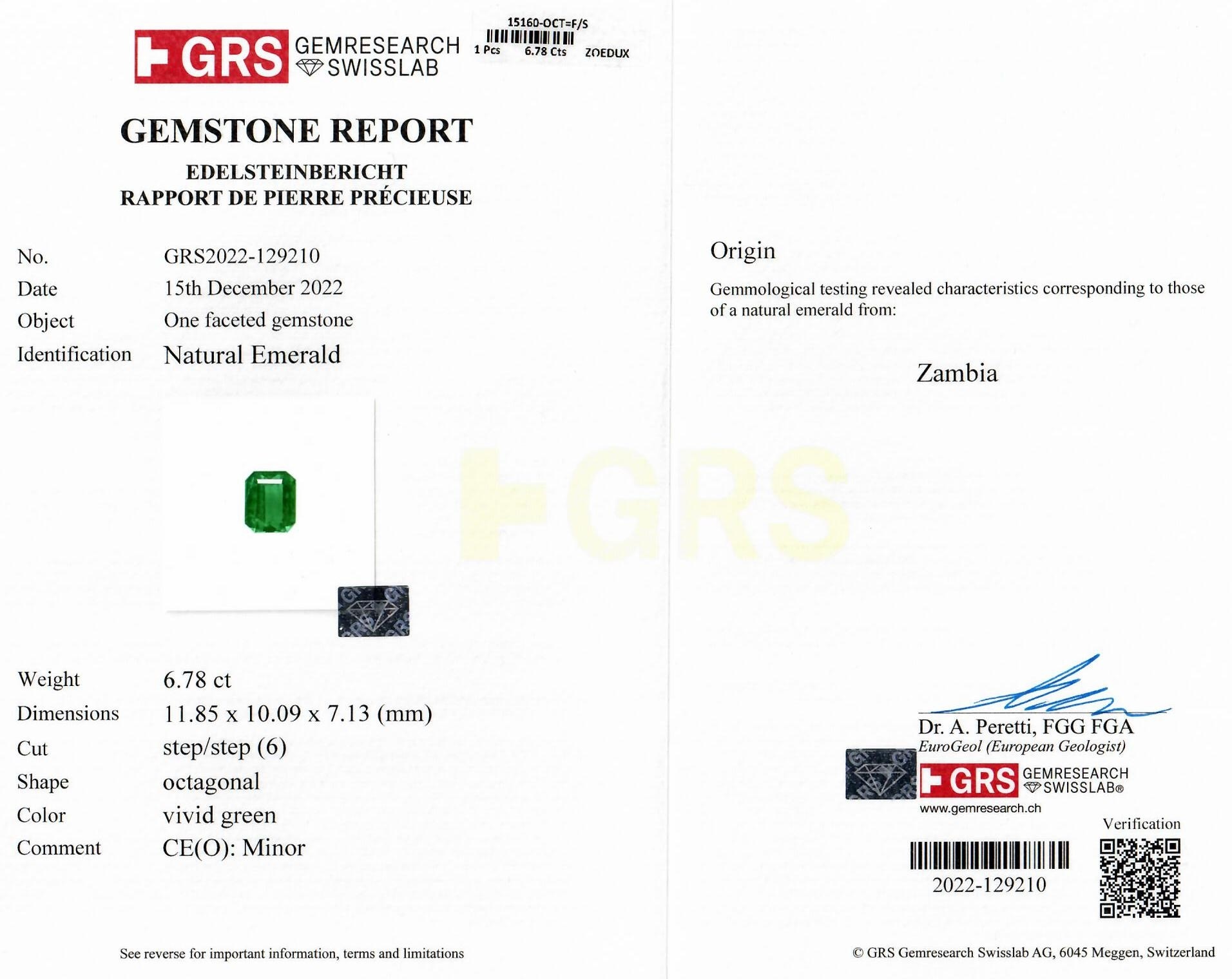 6.78 Ct. Emerald from Zambia