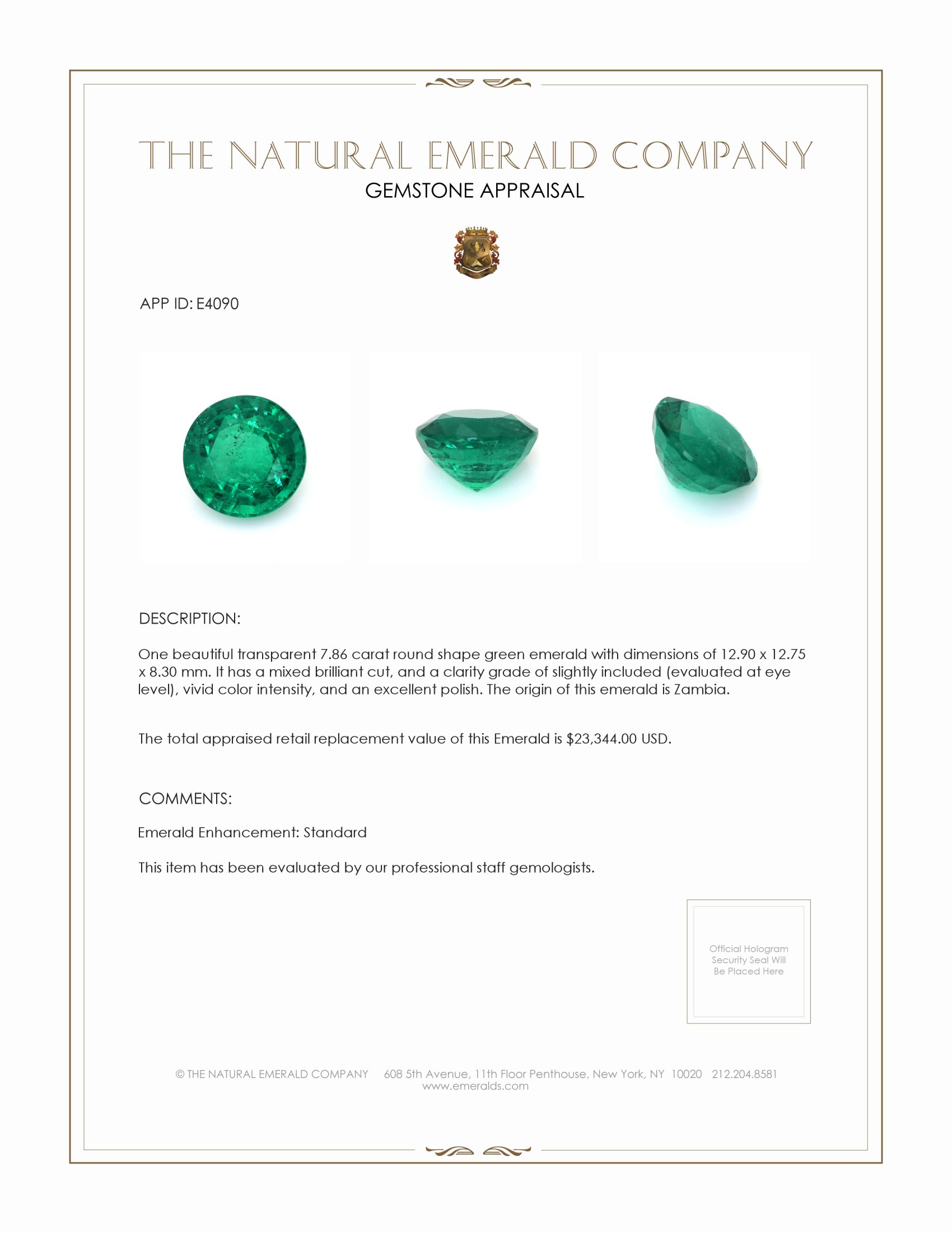 7.86 Ct. Emerald from Zambia