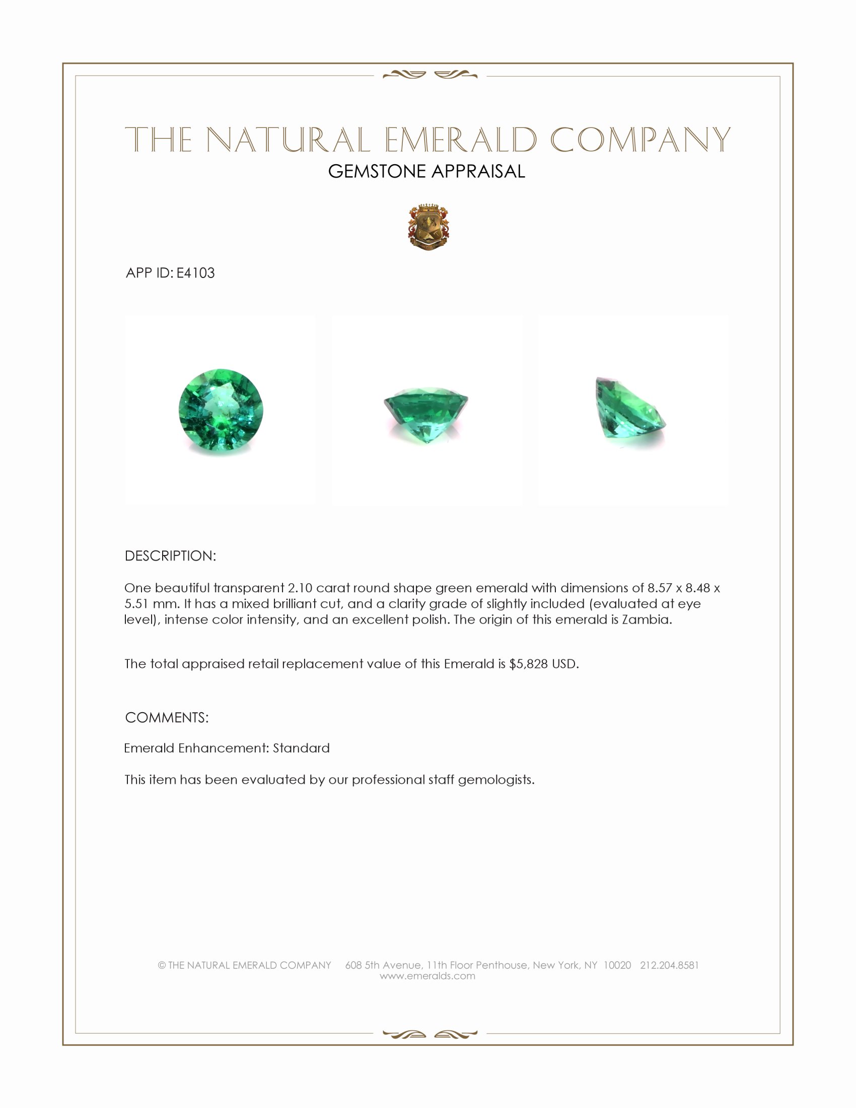 2.10 Ct. Emerald from Zambia