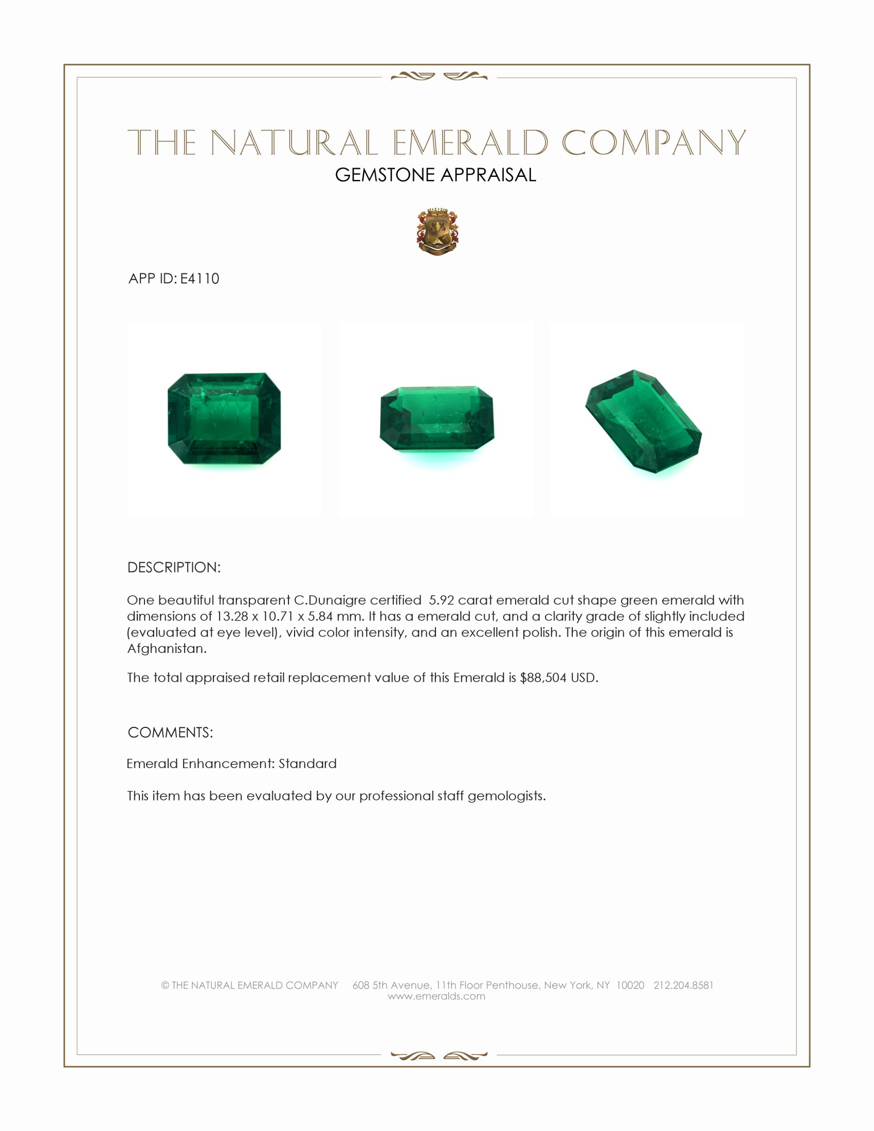 5.92 Ct. Emerald from Afghanistan