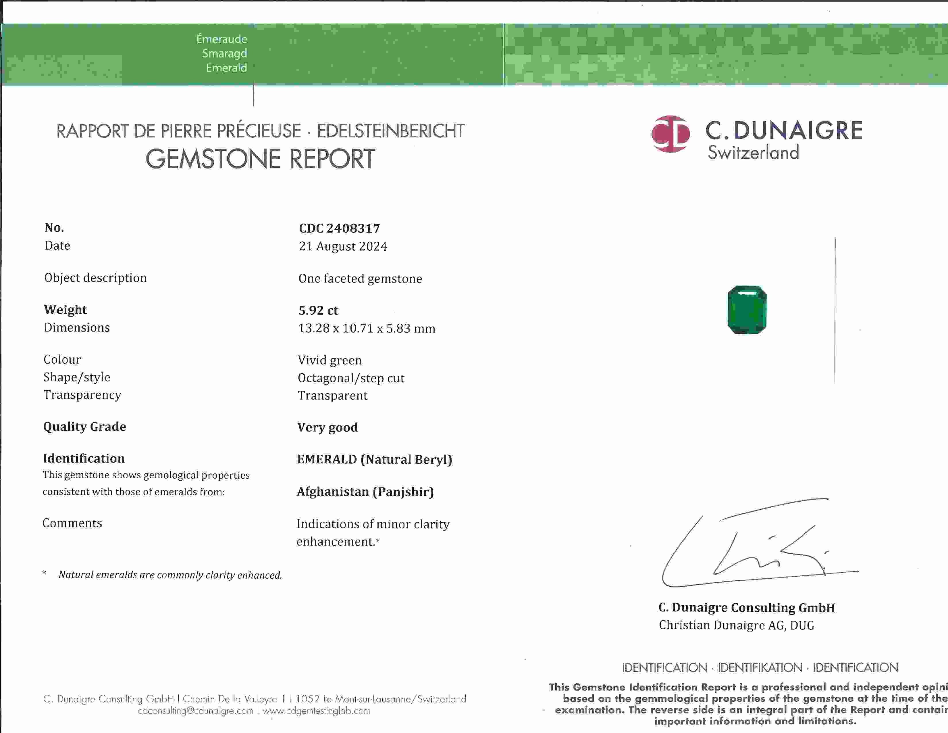 5.92 Ct. Emerald from Afghanistan