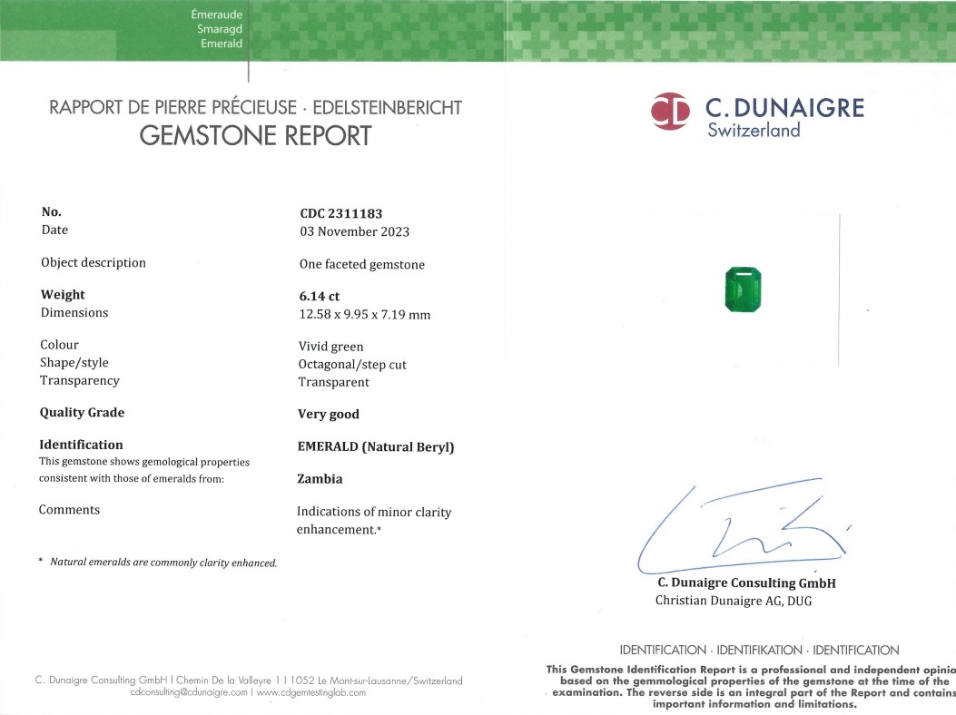 6.14 Ct. Emerald from Zambia