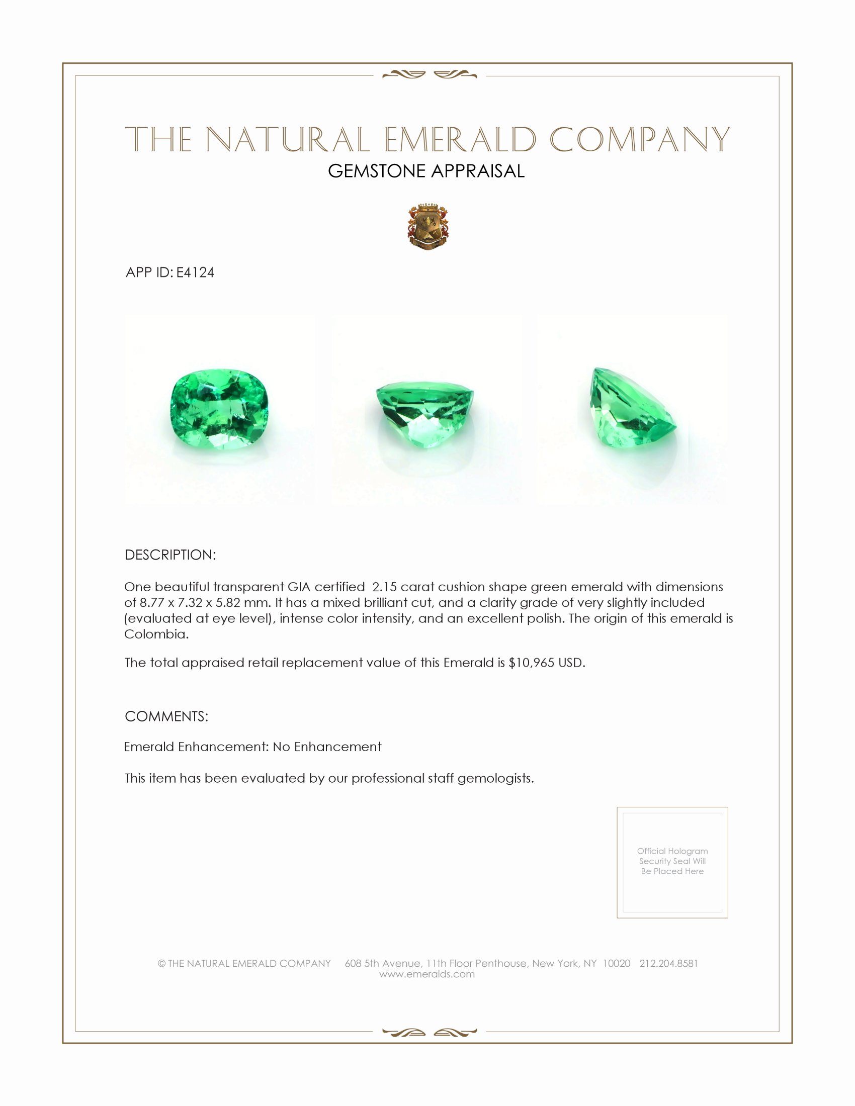 2.15 Ct. Emerald from Colombia