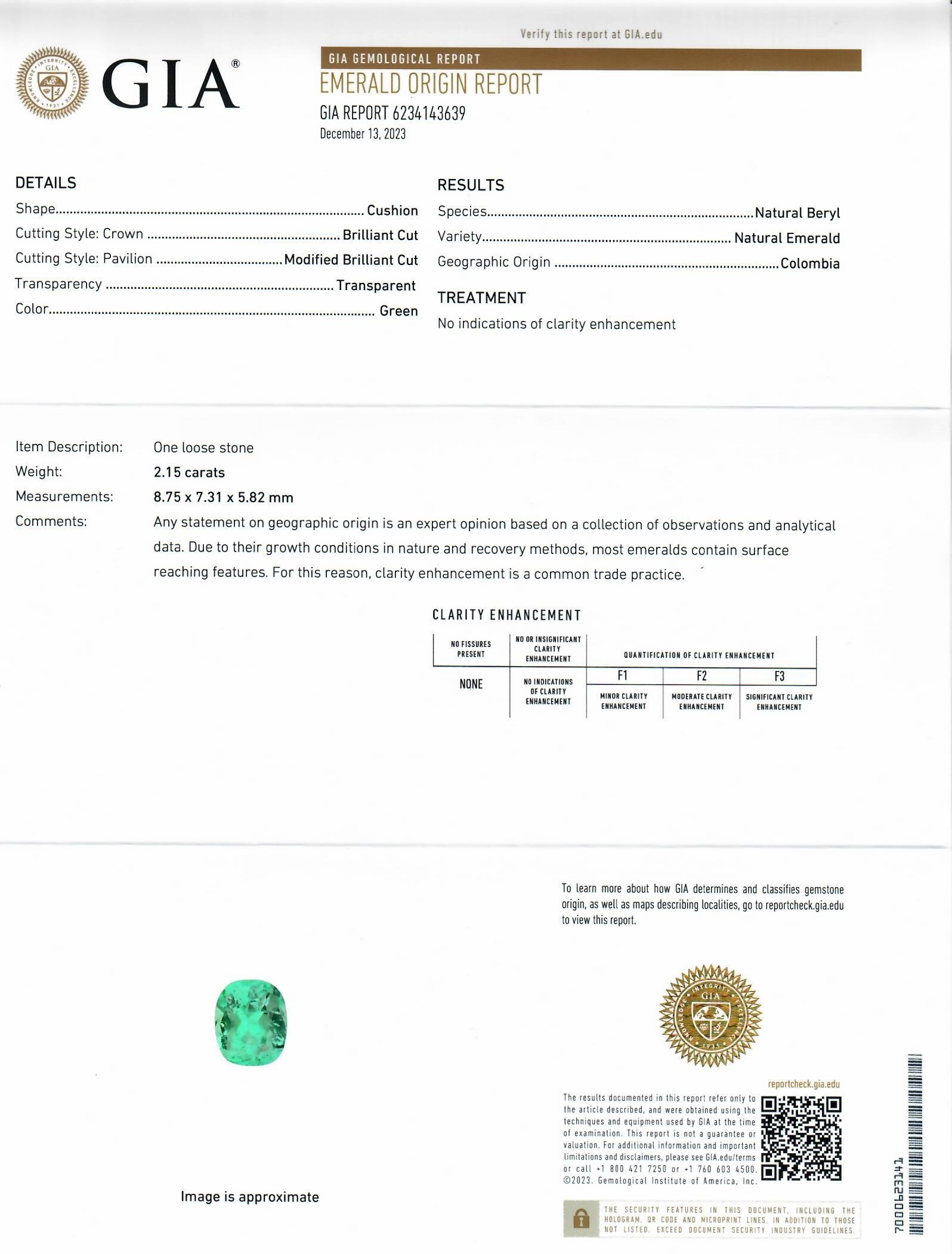 2.15 Ct. Emerald from Colombia