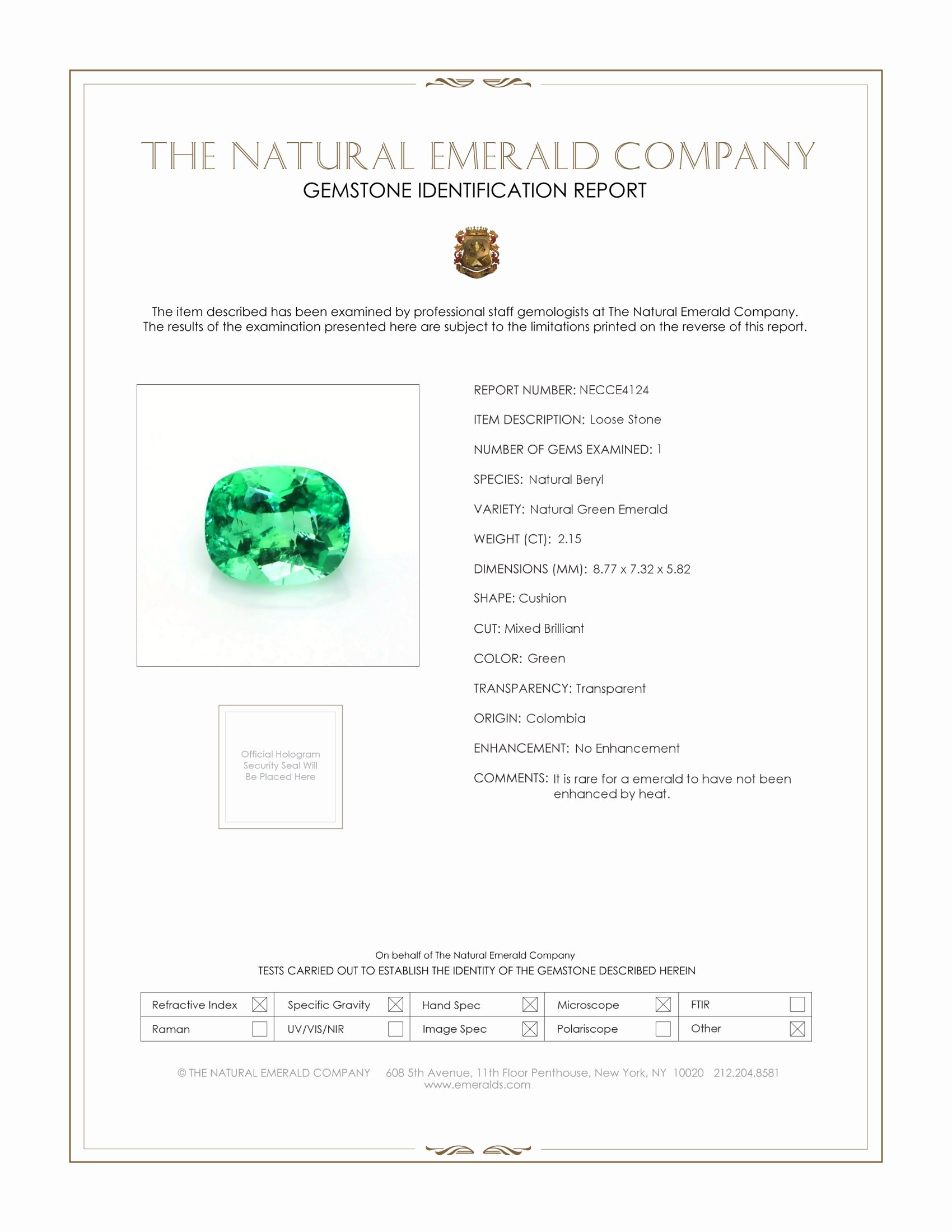 2.15 Ct. Emerald from Colombia