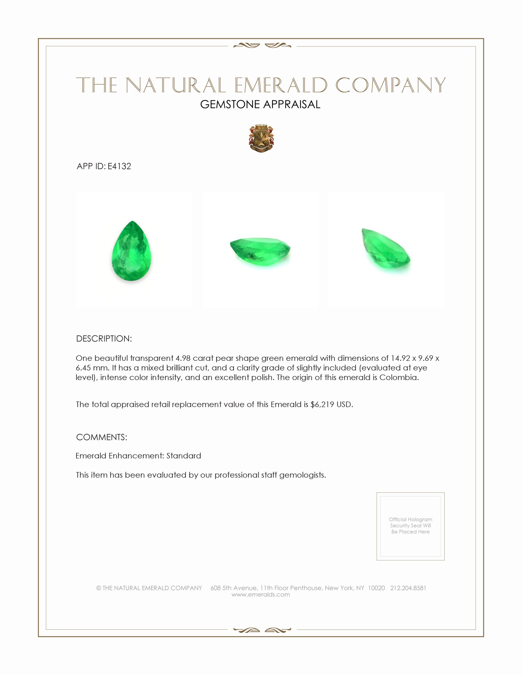 4.98 Ct. Emerald from Colombia