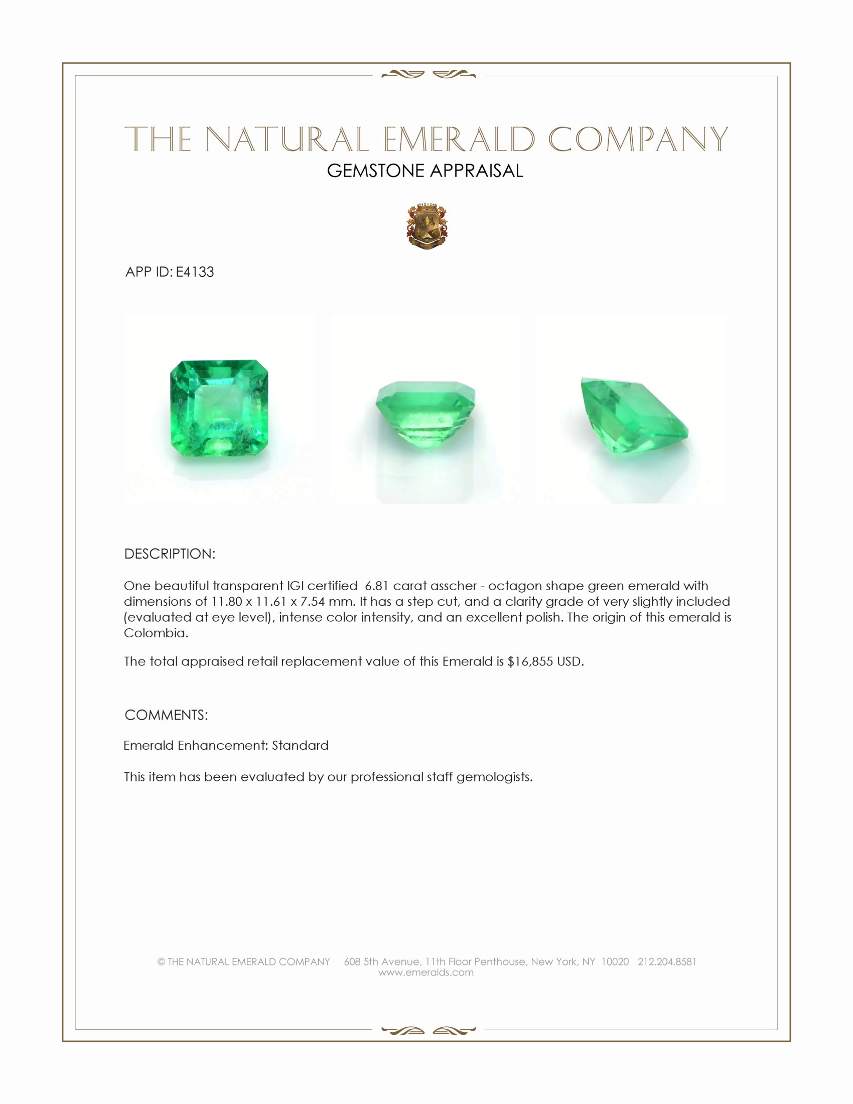 6.81 Ct. Emerald from Colombia