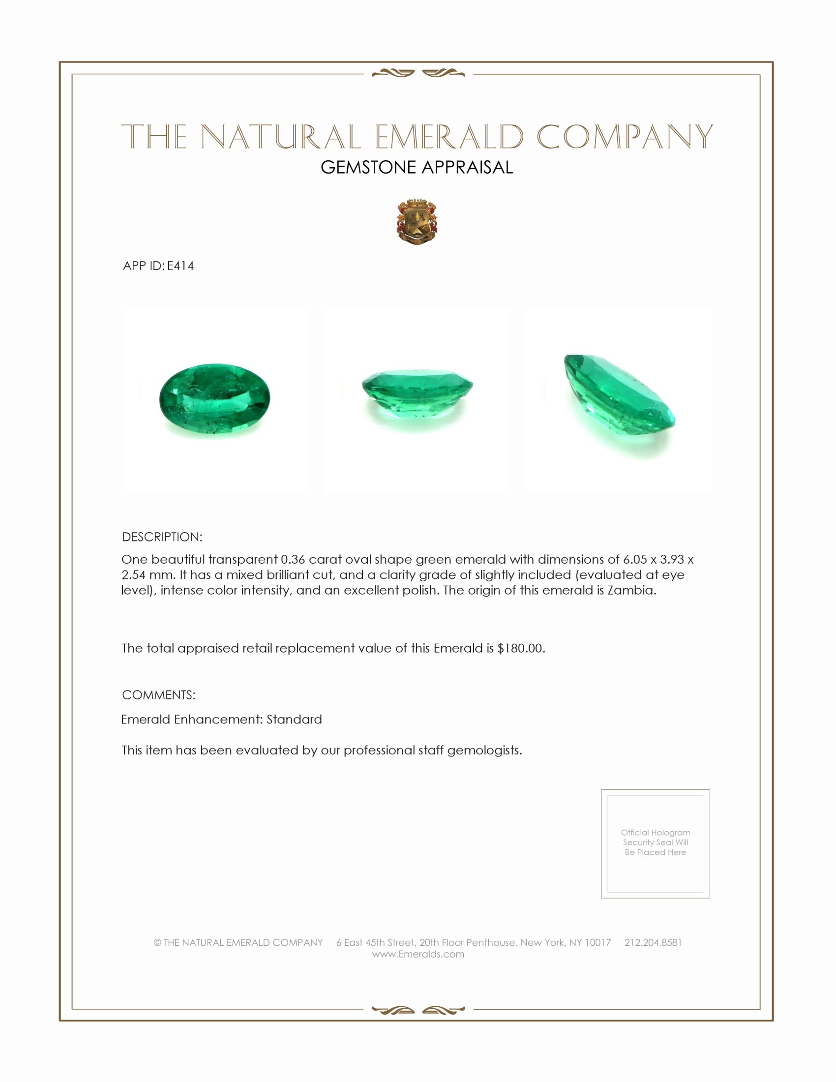 0.36 Ct. Emerald from Zambia