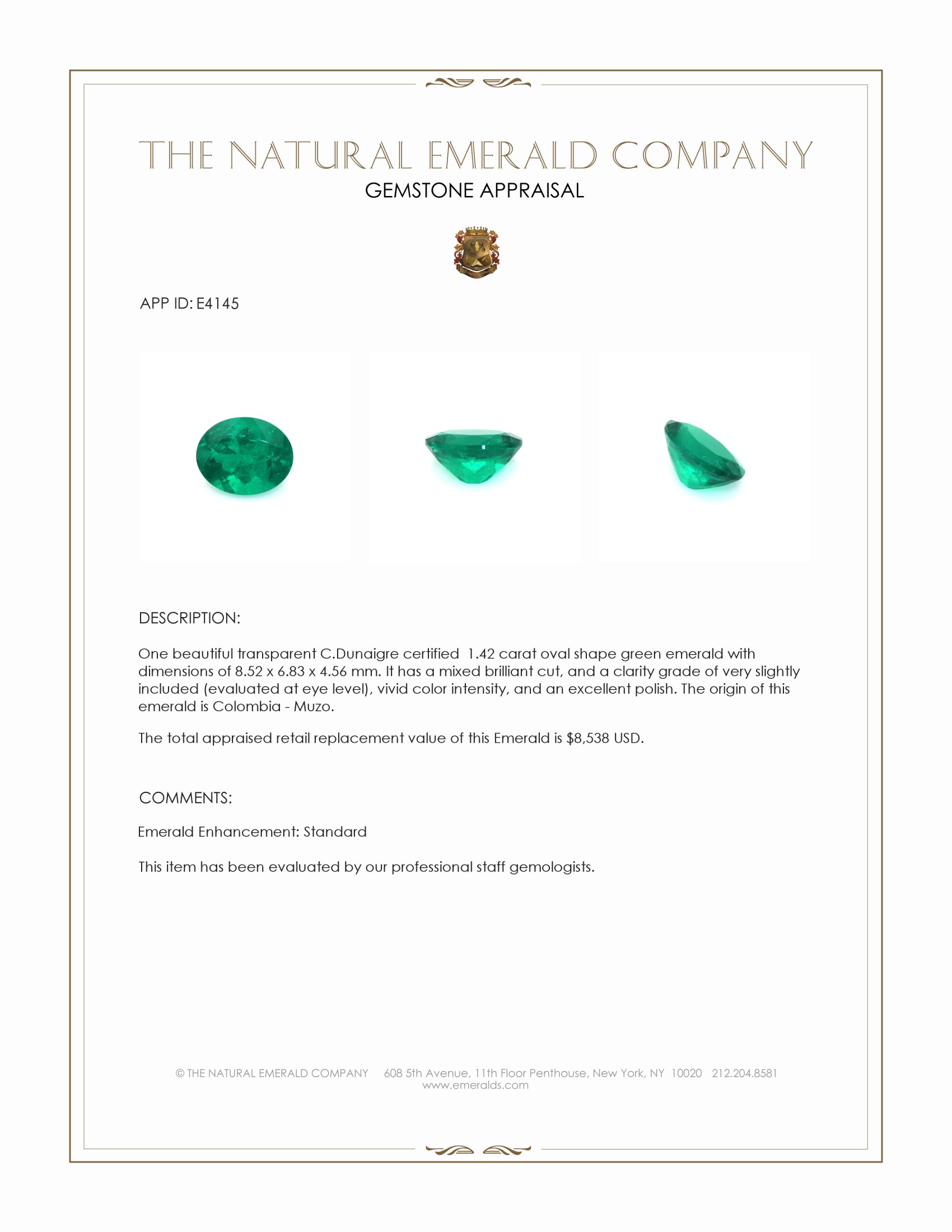 1.42 Ct. Emerald from Colombia - Muzo
