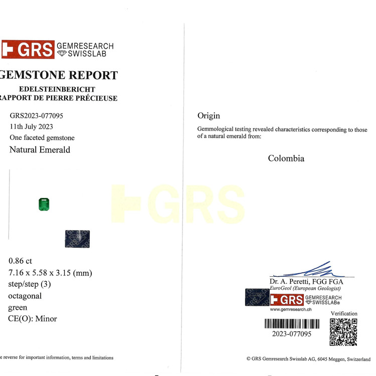 0.86 Ct. Emerald from Colombia