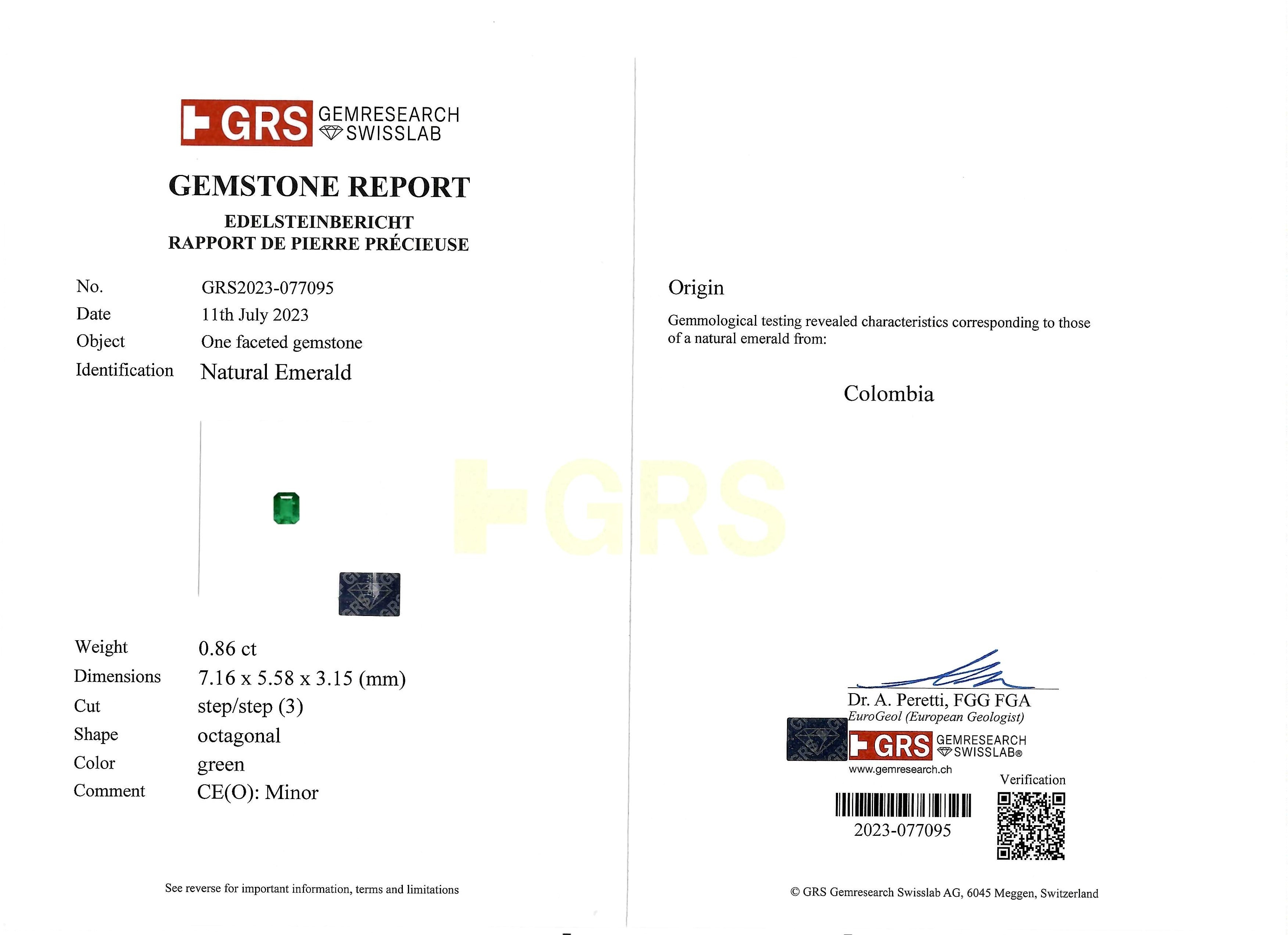 0.86 Ct. Emerald from Colombia