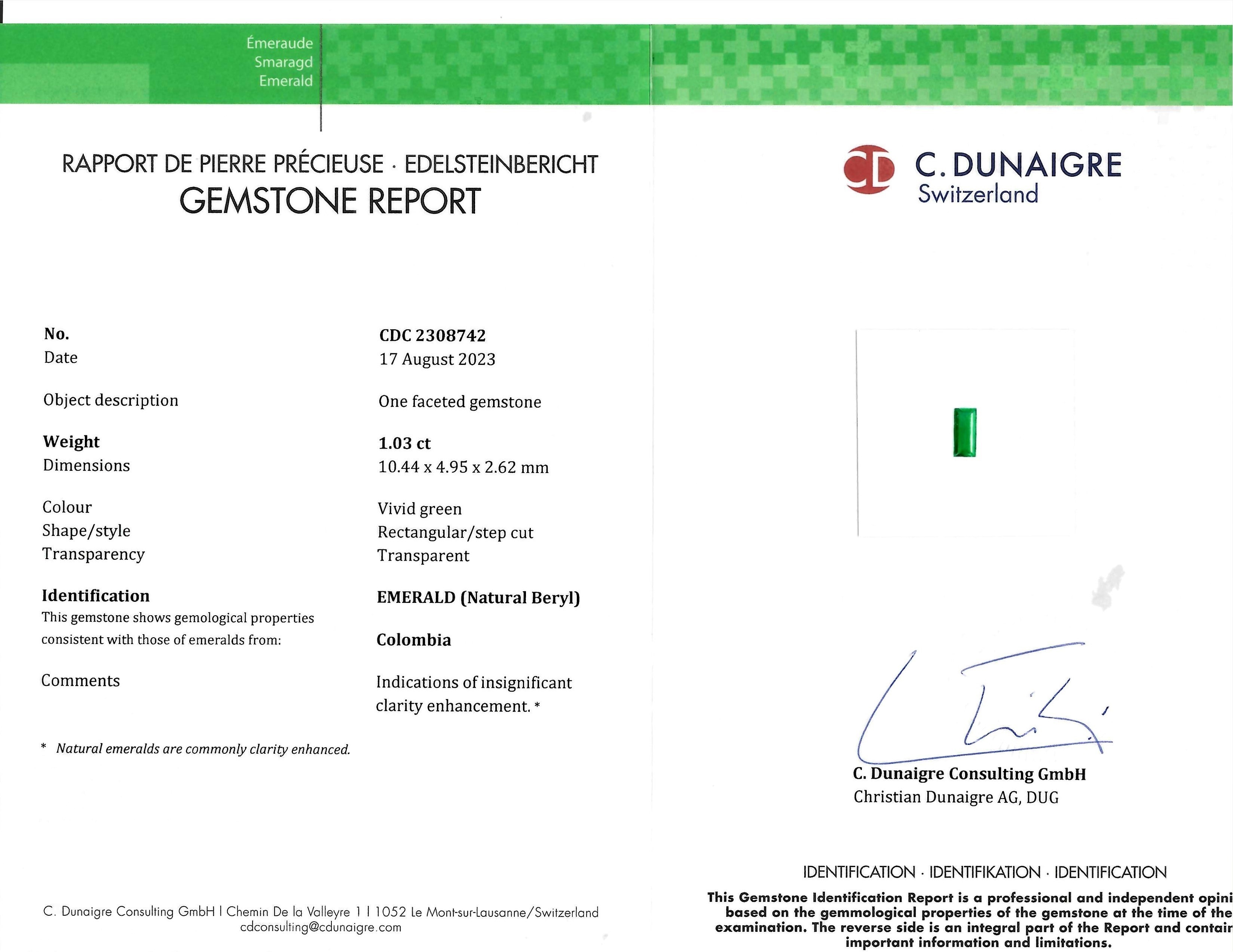 1.03 Ct. Emerald from Colombia