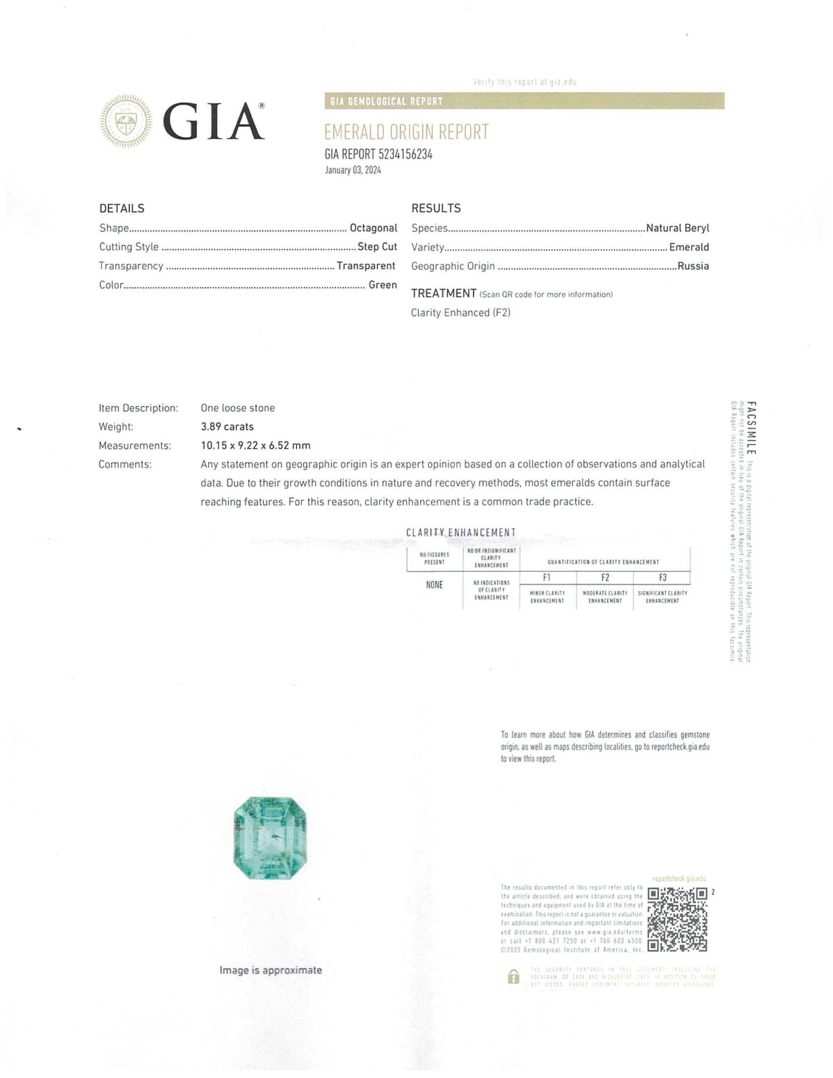 3.89 Ct. Emerald from Russia