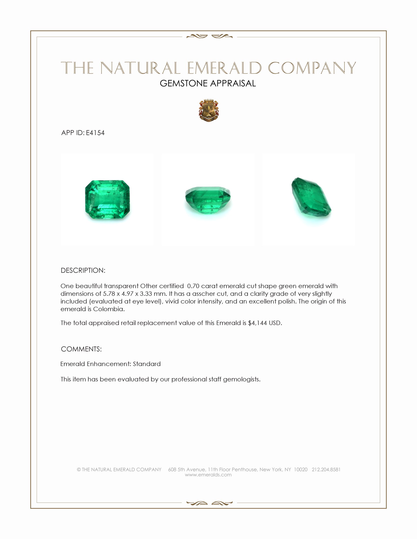 0.70 Ct. Emerald from Colombia