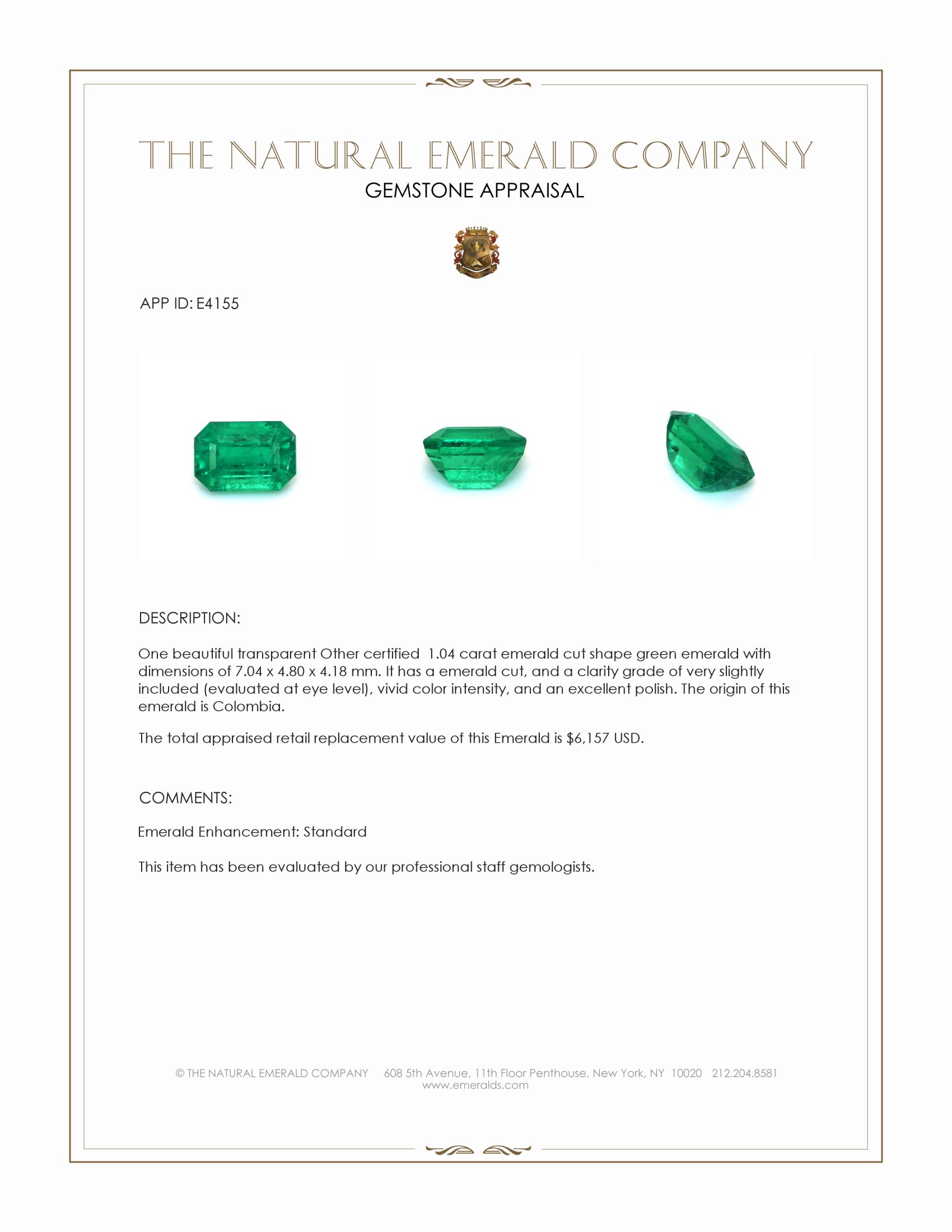 1.04 Ct. Emerald from Colombia