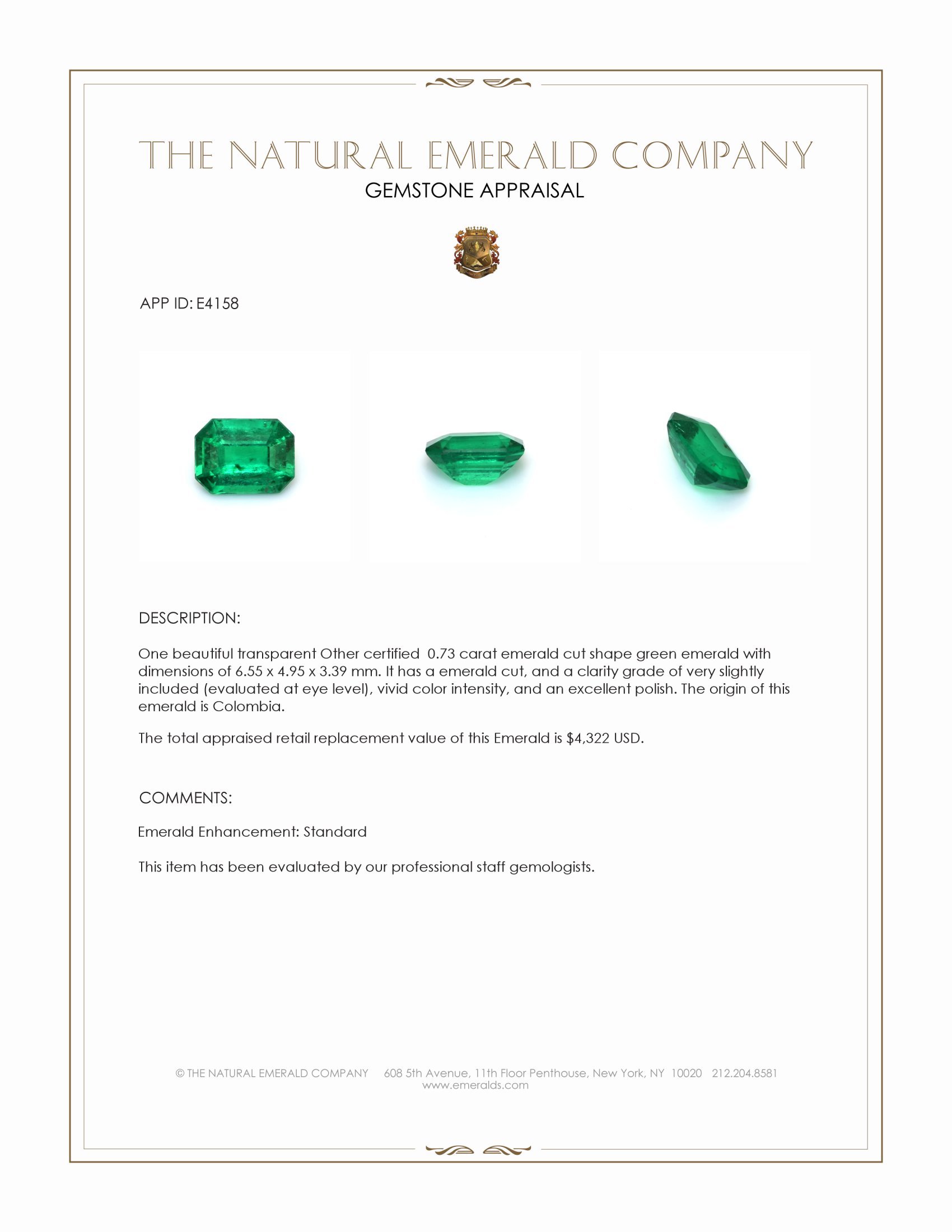 0.73 Ct. Emerald from Colombia