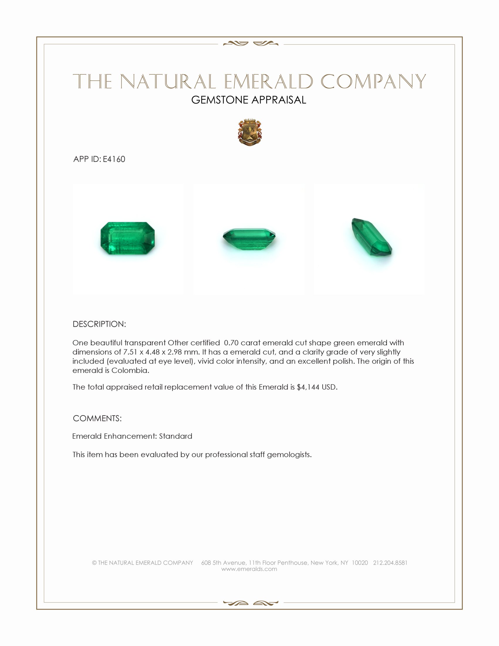 0.70 Ct. Emerald from Colombia