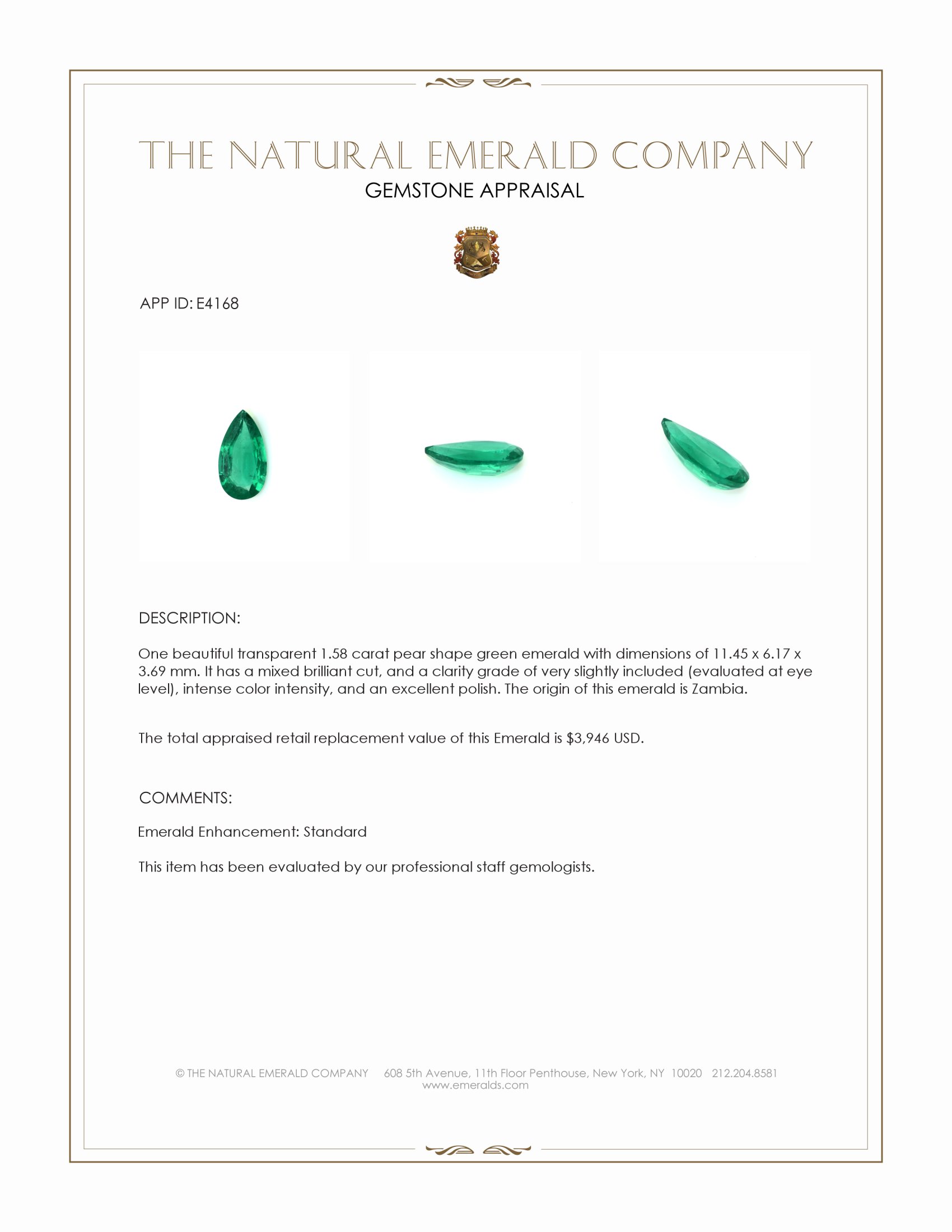 1.58 Ct. Emerald from Zambia