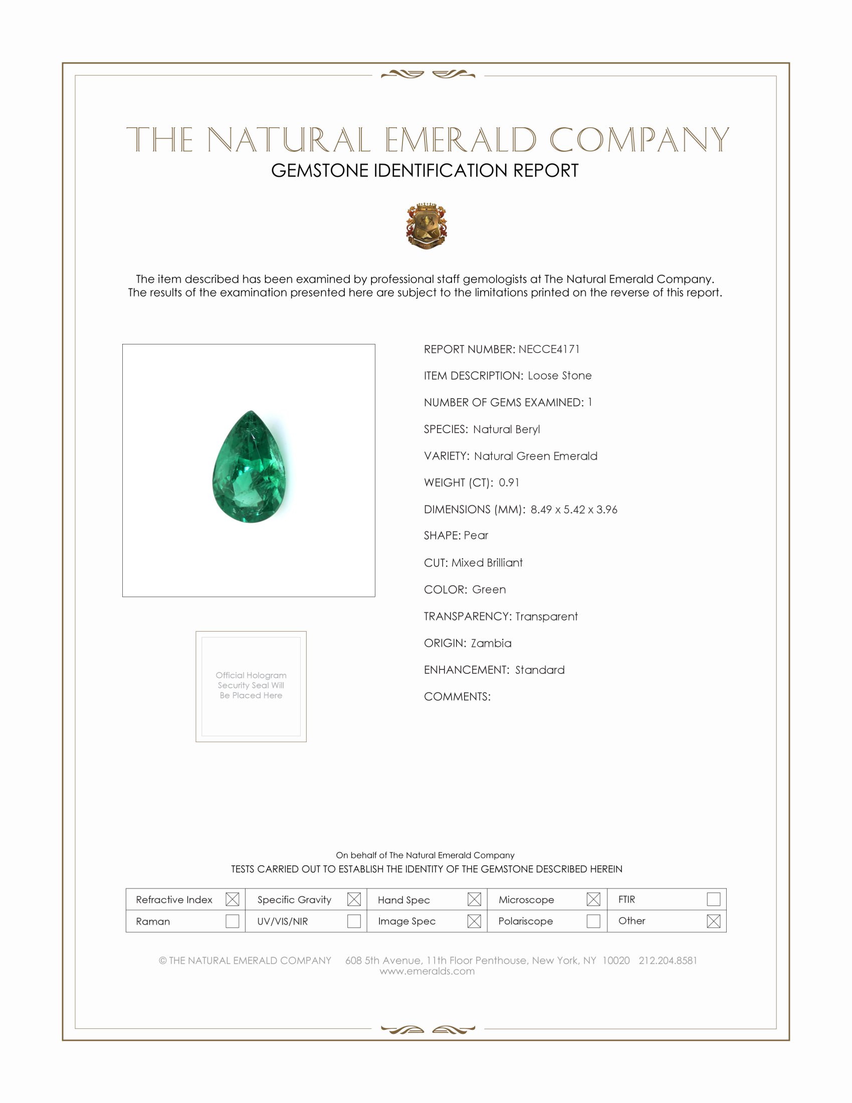 0.91 Ct. Emerald from Zambia