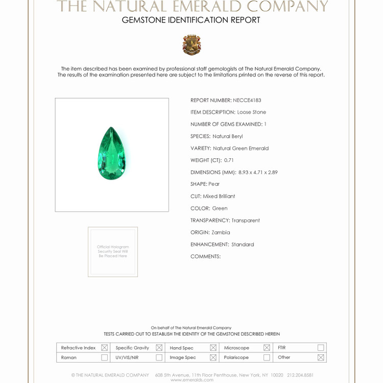 0.71 Ct. Emerald from Zambia