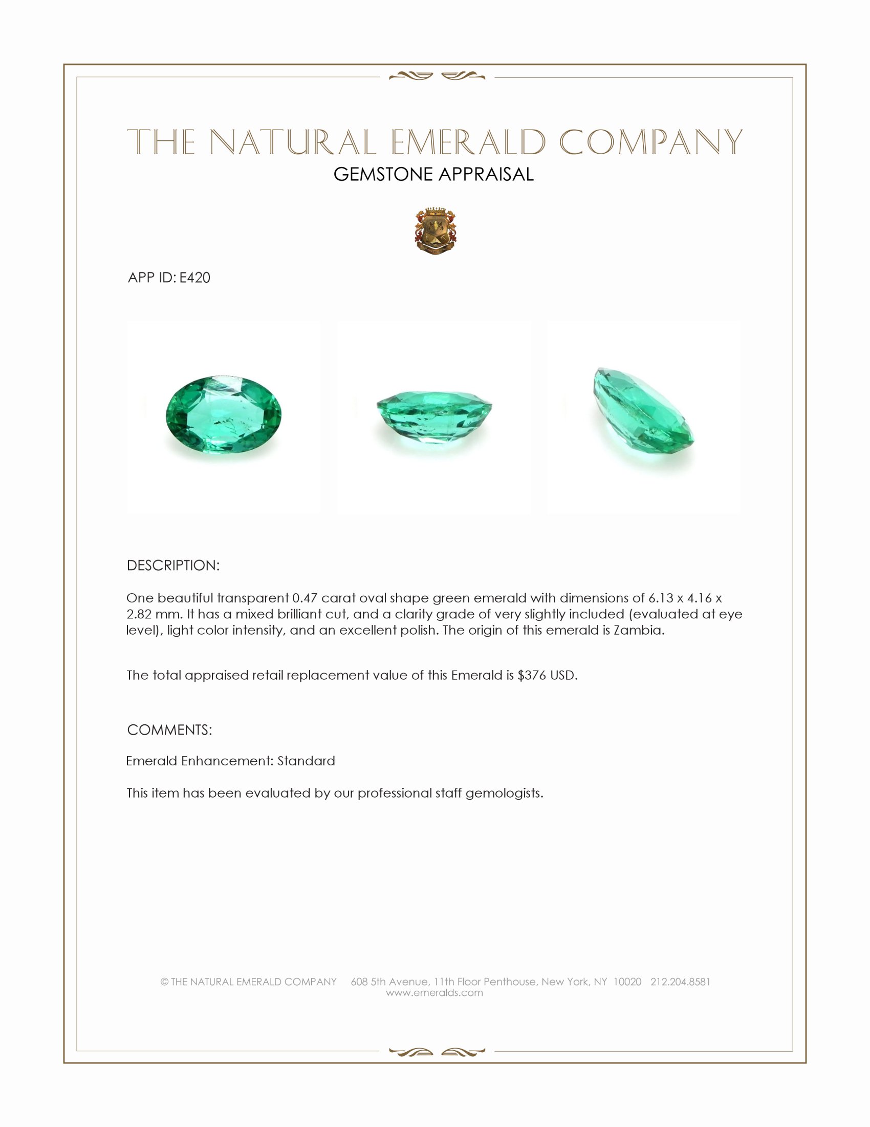 0.47 Ct. Emerald from Zambia