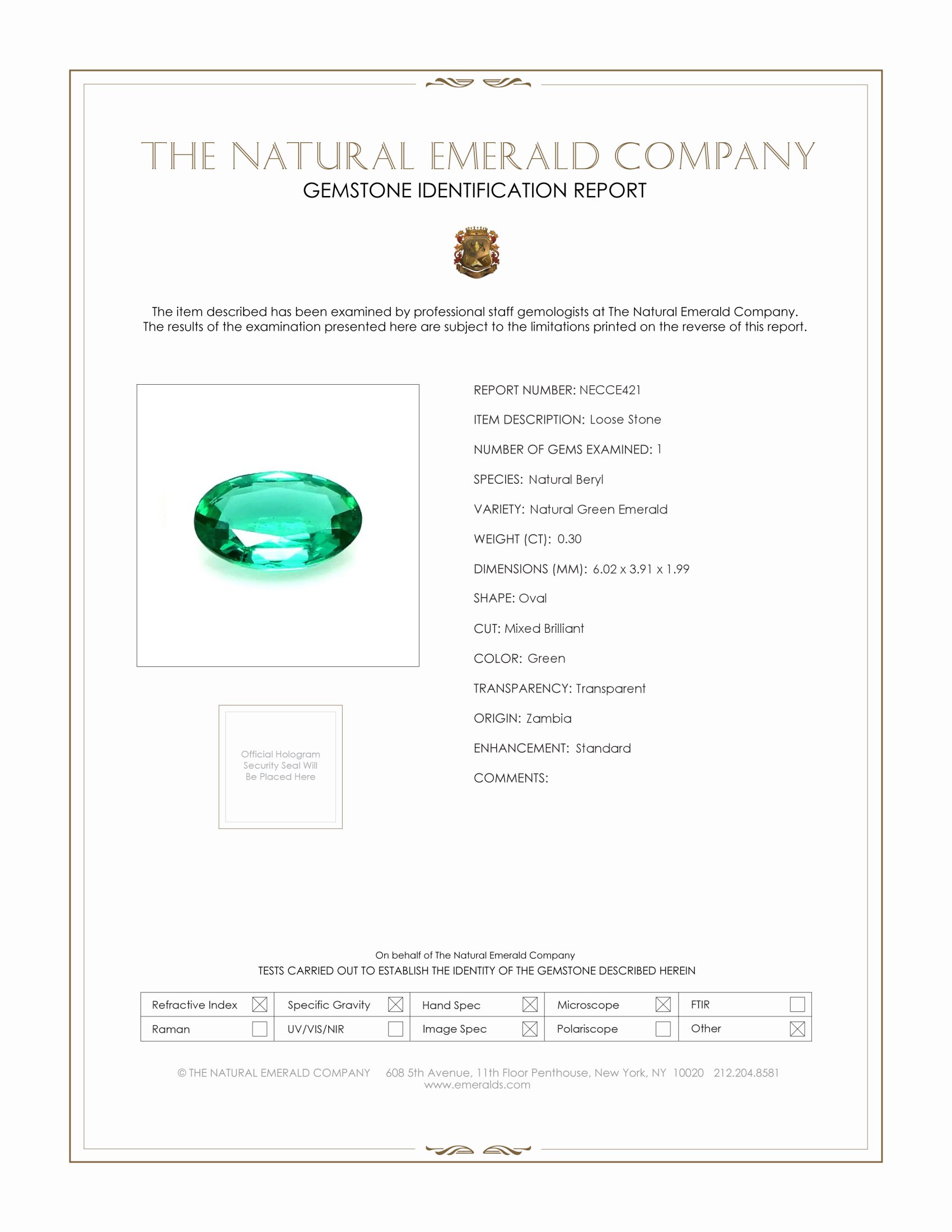 0.30 Ct. Emerald from Zambia