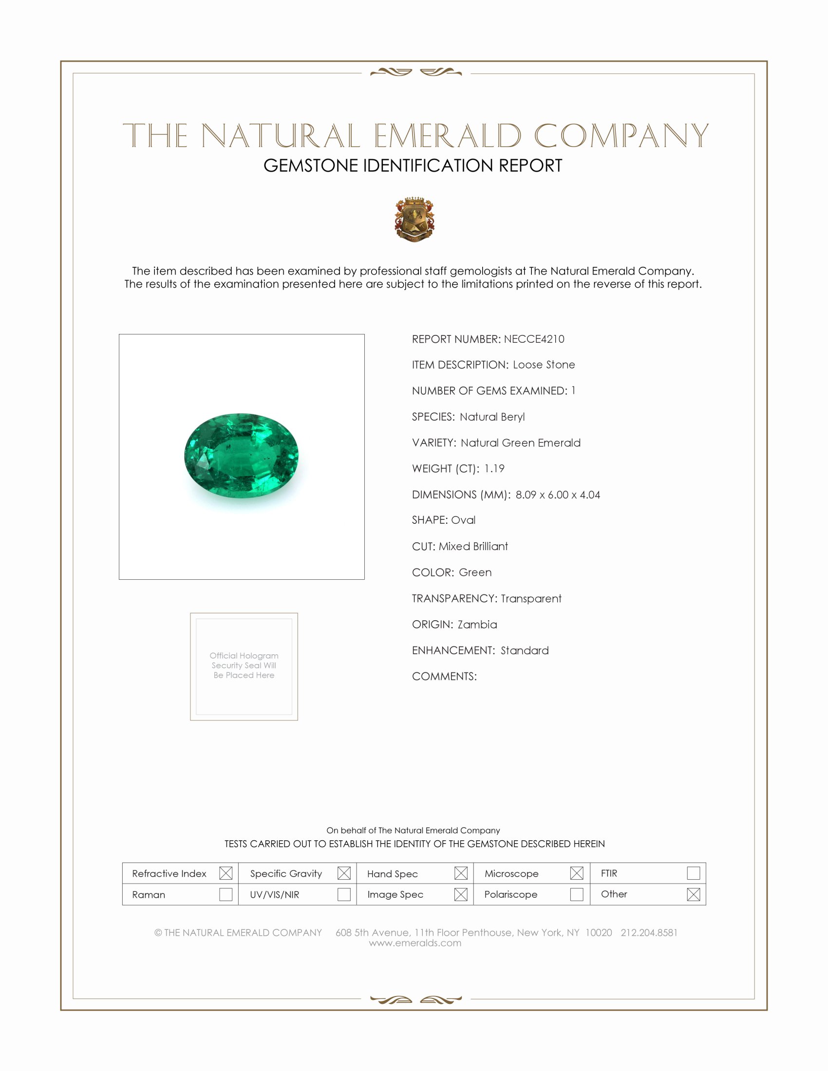 1.19 Ct. Emerald from Zambia