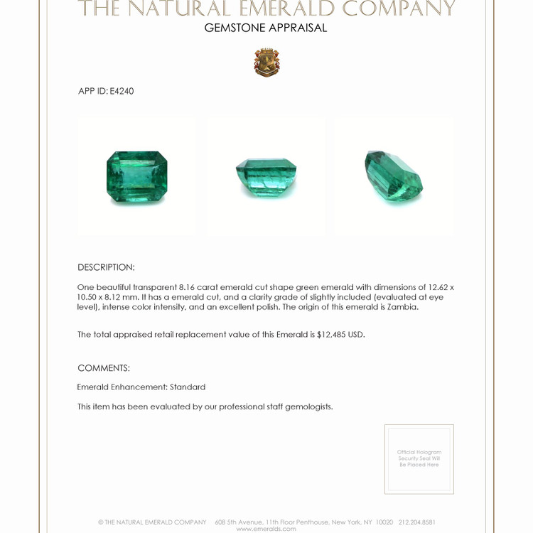 8.16 Ct. Emerald from Zambia