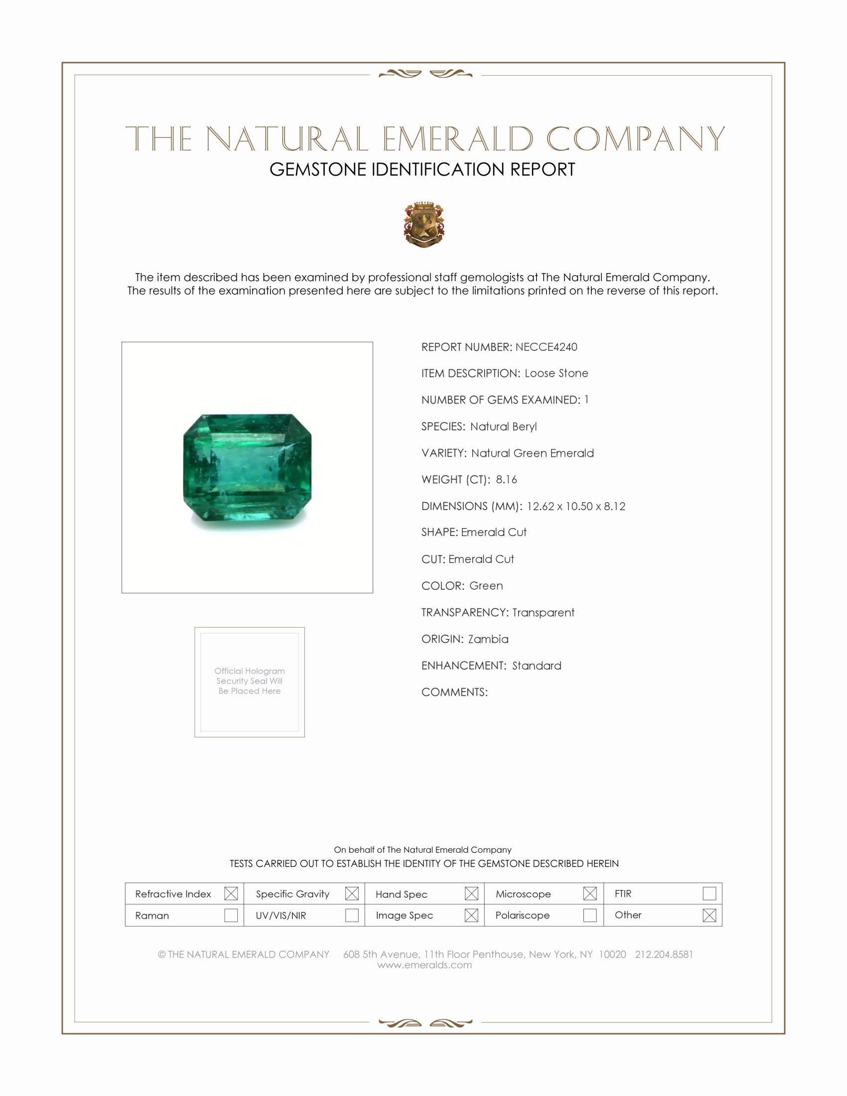 8.16 Ct. Emerald from Zambia