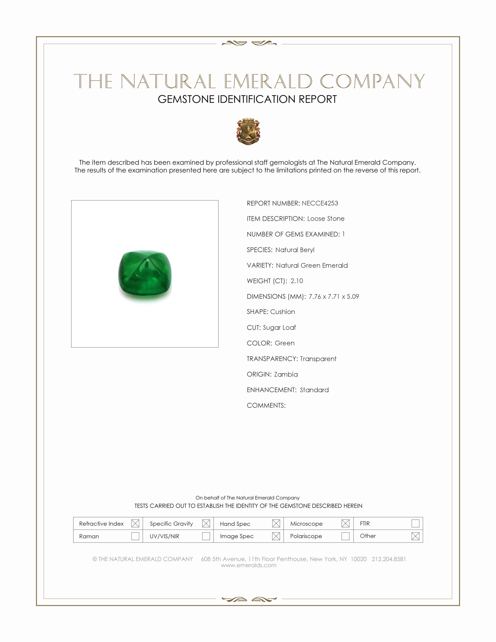 2.10 Ct. Cabochon Emerald from Zambia