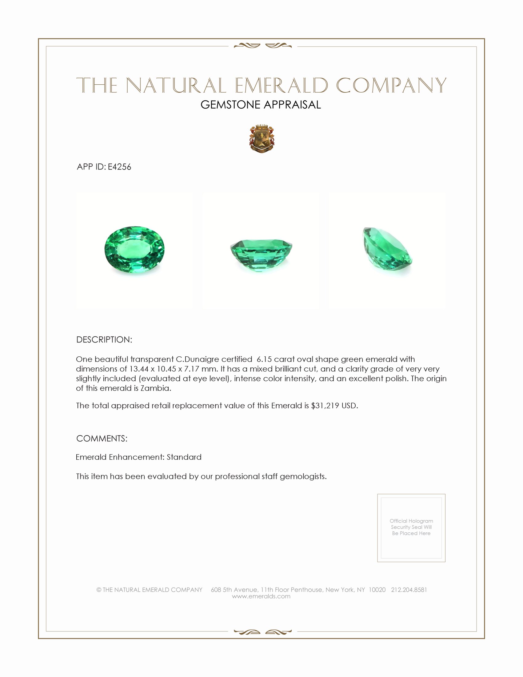 6.15 Ct. Emerald from Zambia