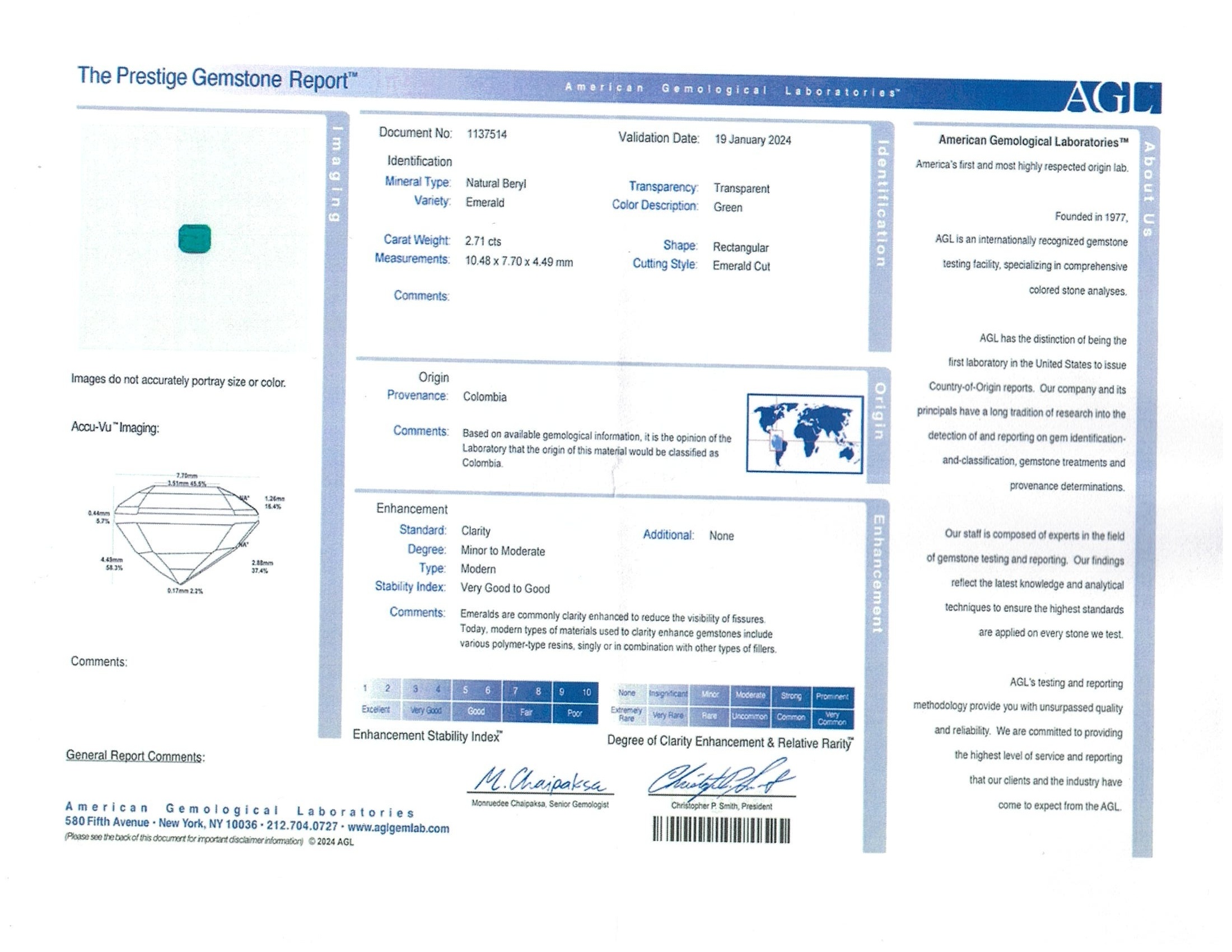 2.71 Ct. Emerald from Colombia