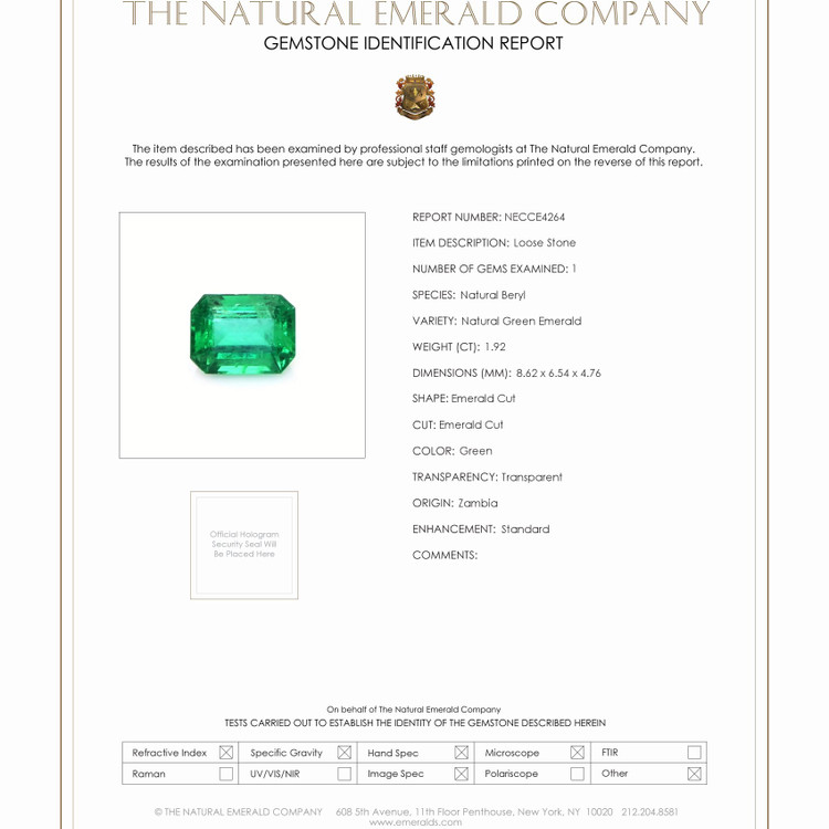 1.92 Ct. Emerald from Zambia