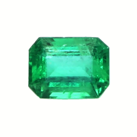 Three Stone Emerald Ring 1.92 Ct., 18K White Gold Combination Stone