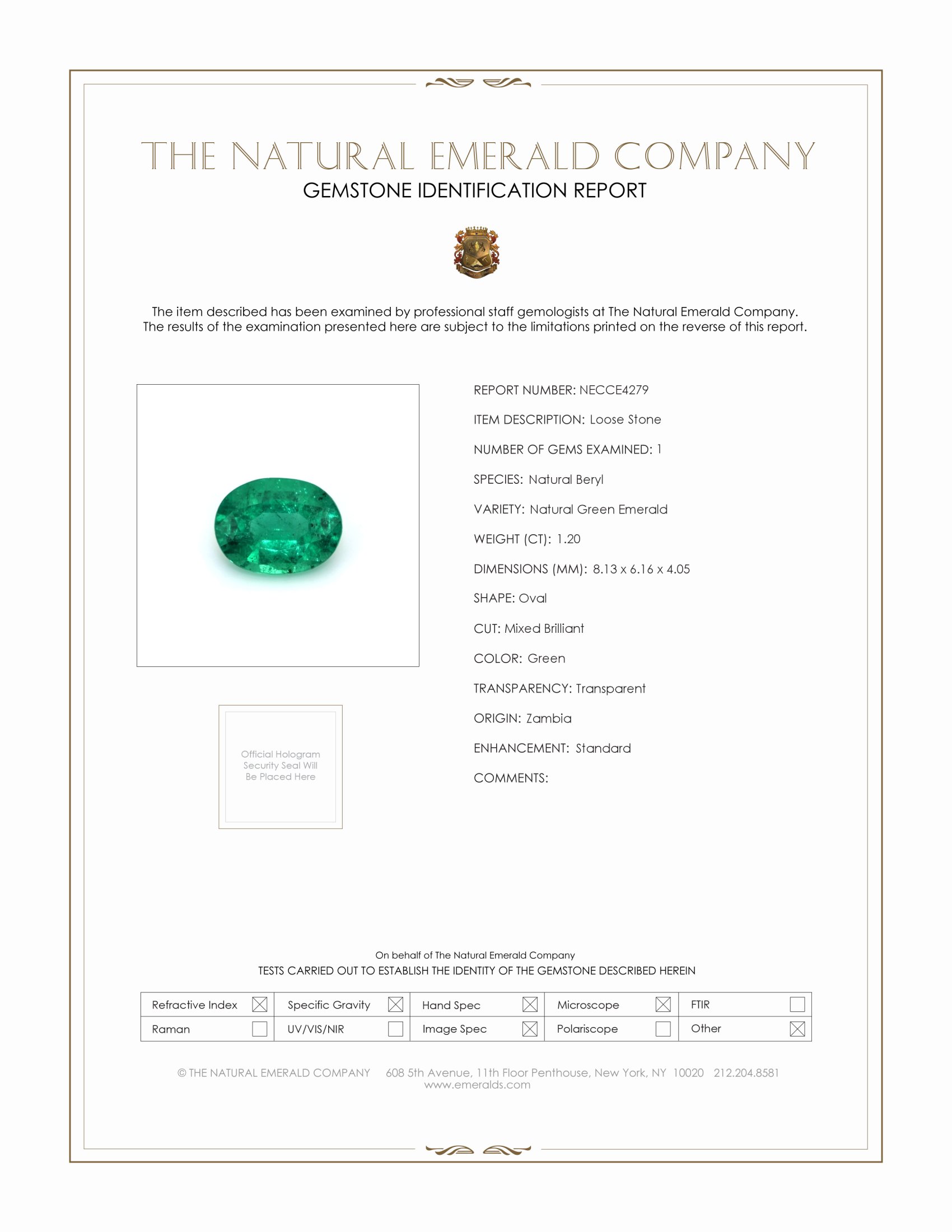 1.20 Ct. Emerald from Zambia