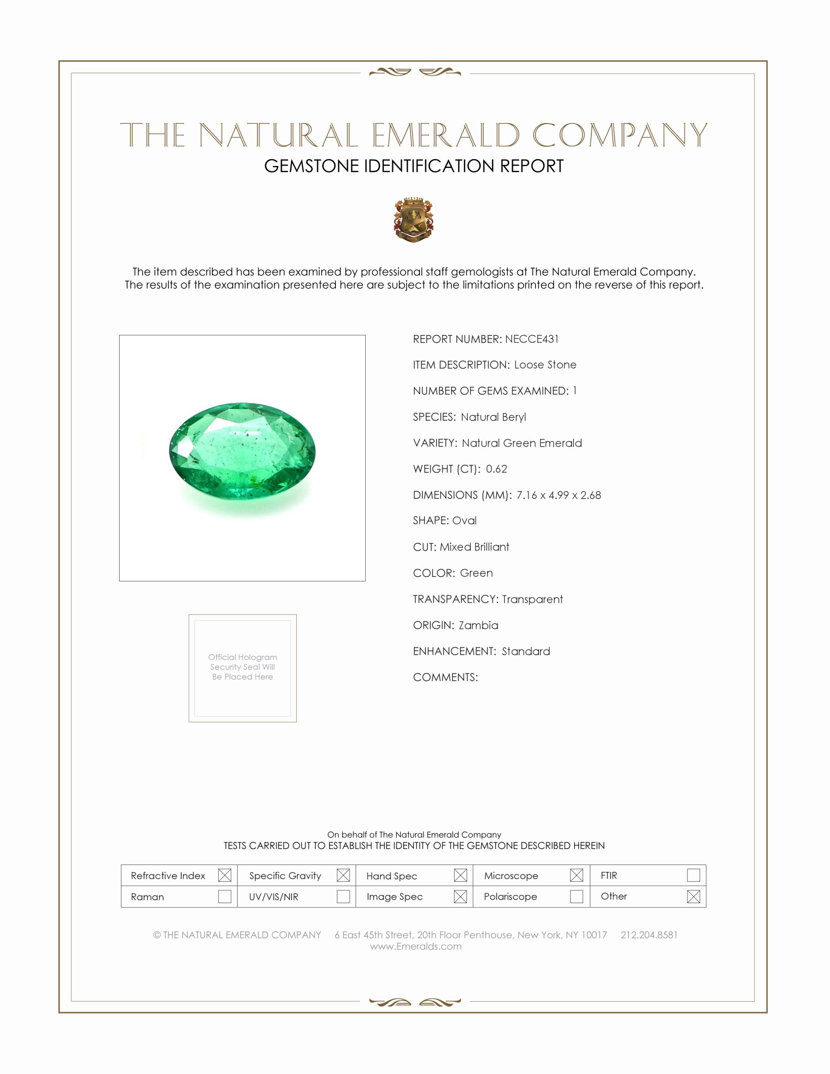 0.62 Ct. Emerald from Zambia
