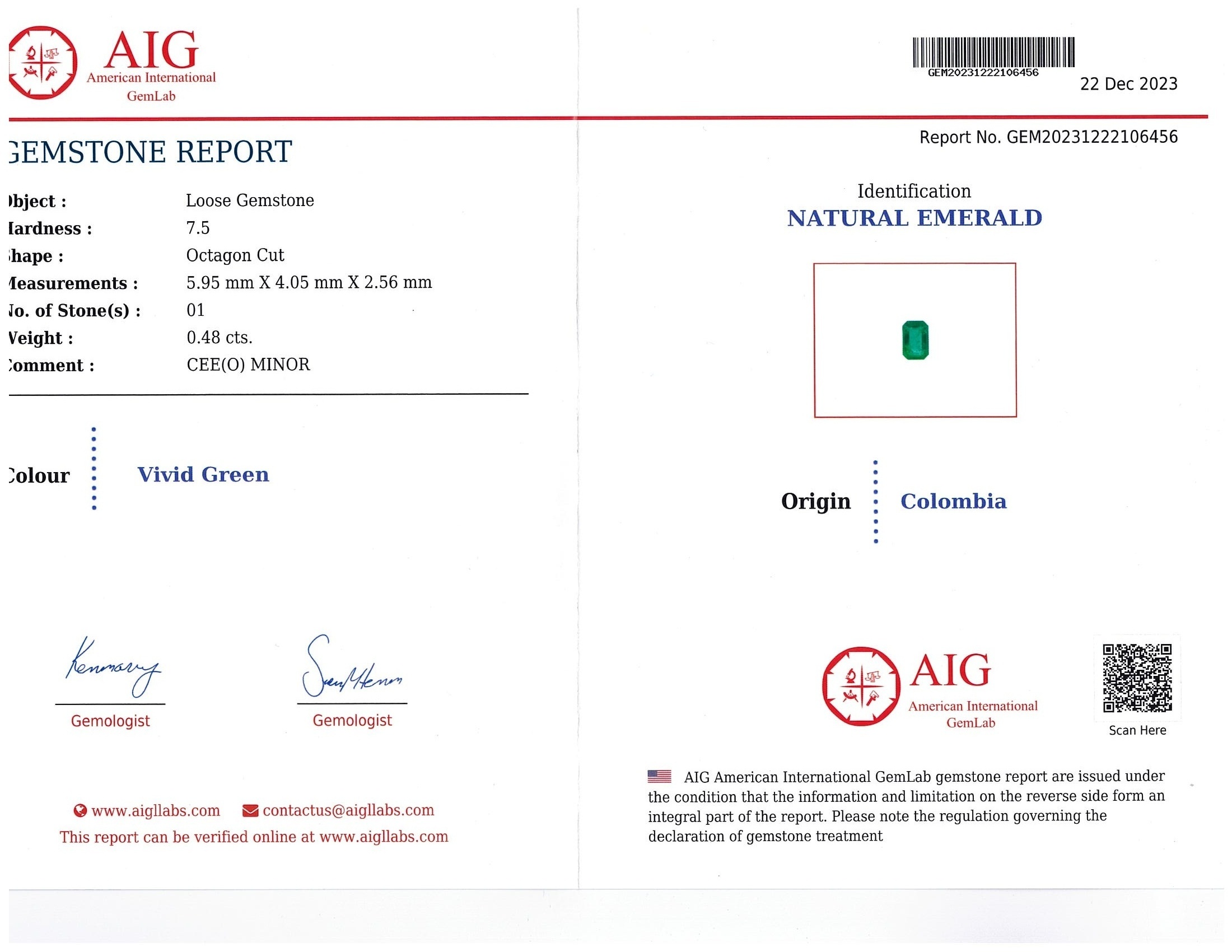 0.48 Ct. Emerald from Colombia