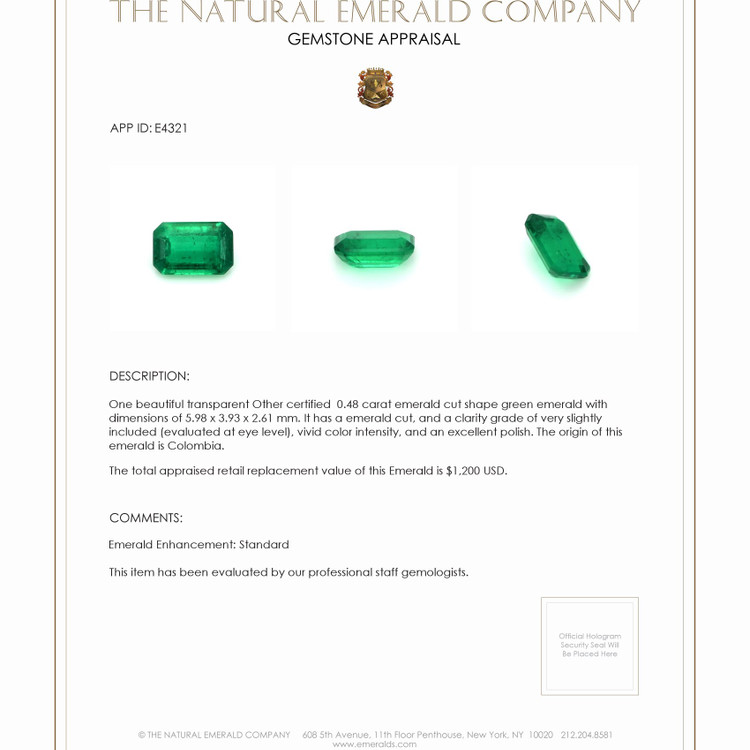 0.48 Ct. Emerald from Colombia