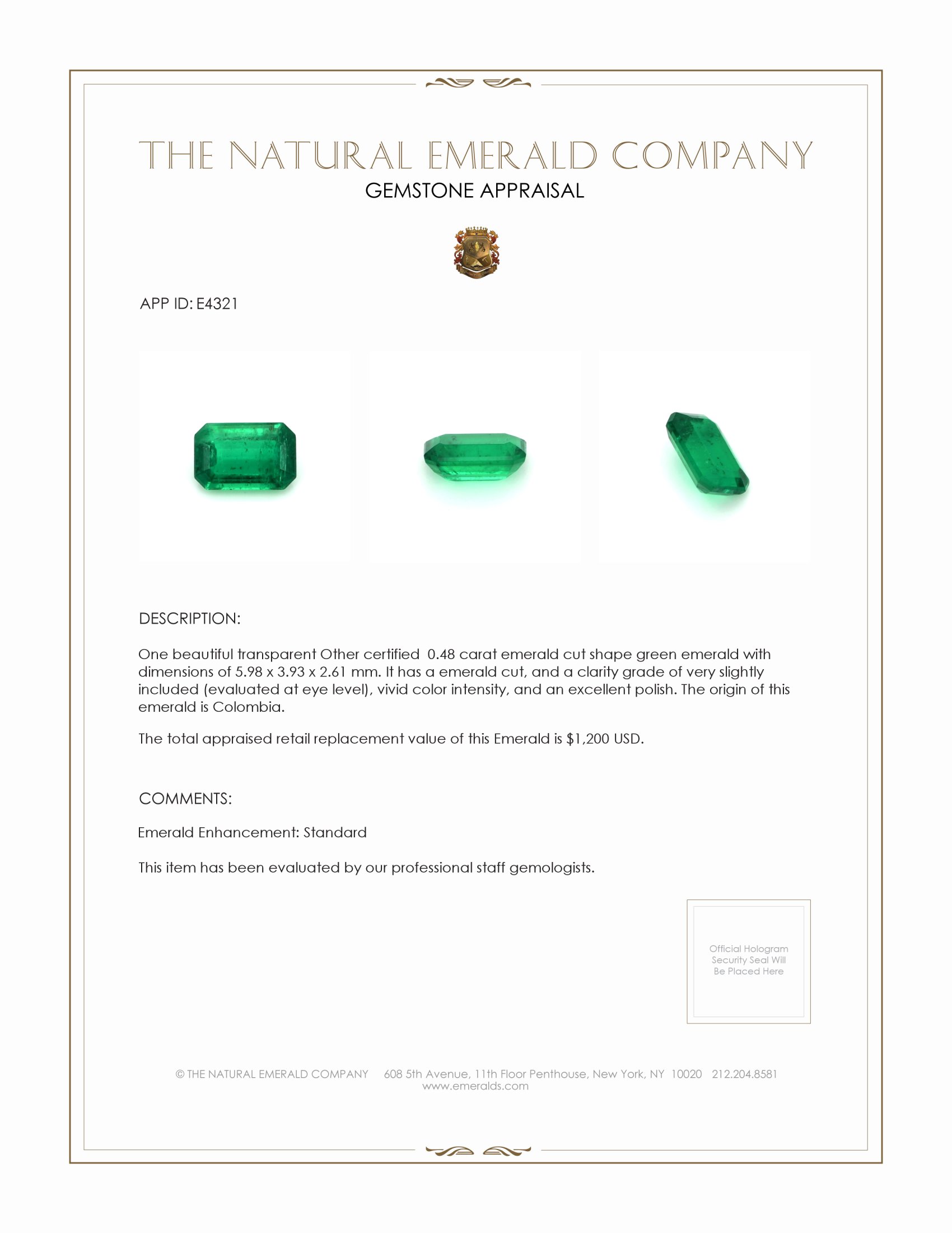 0.48 Ct. Emerald from Colombia