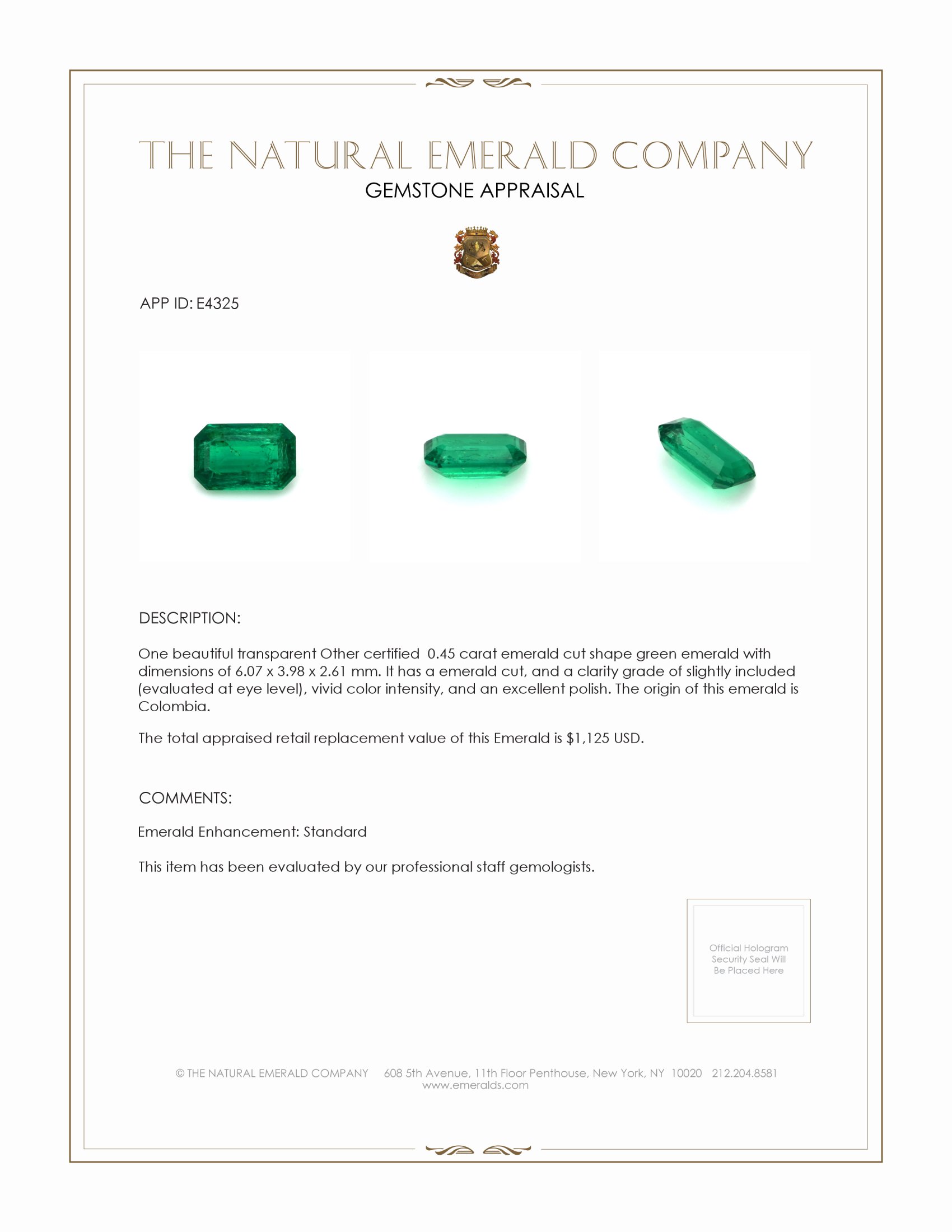 0.45 Ct. Emerald from Colombia