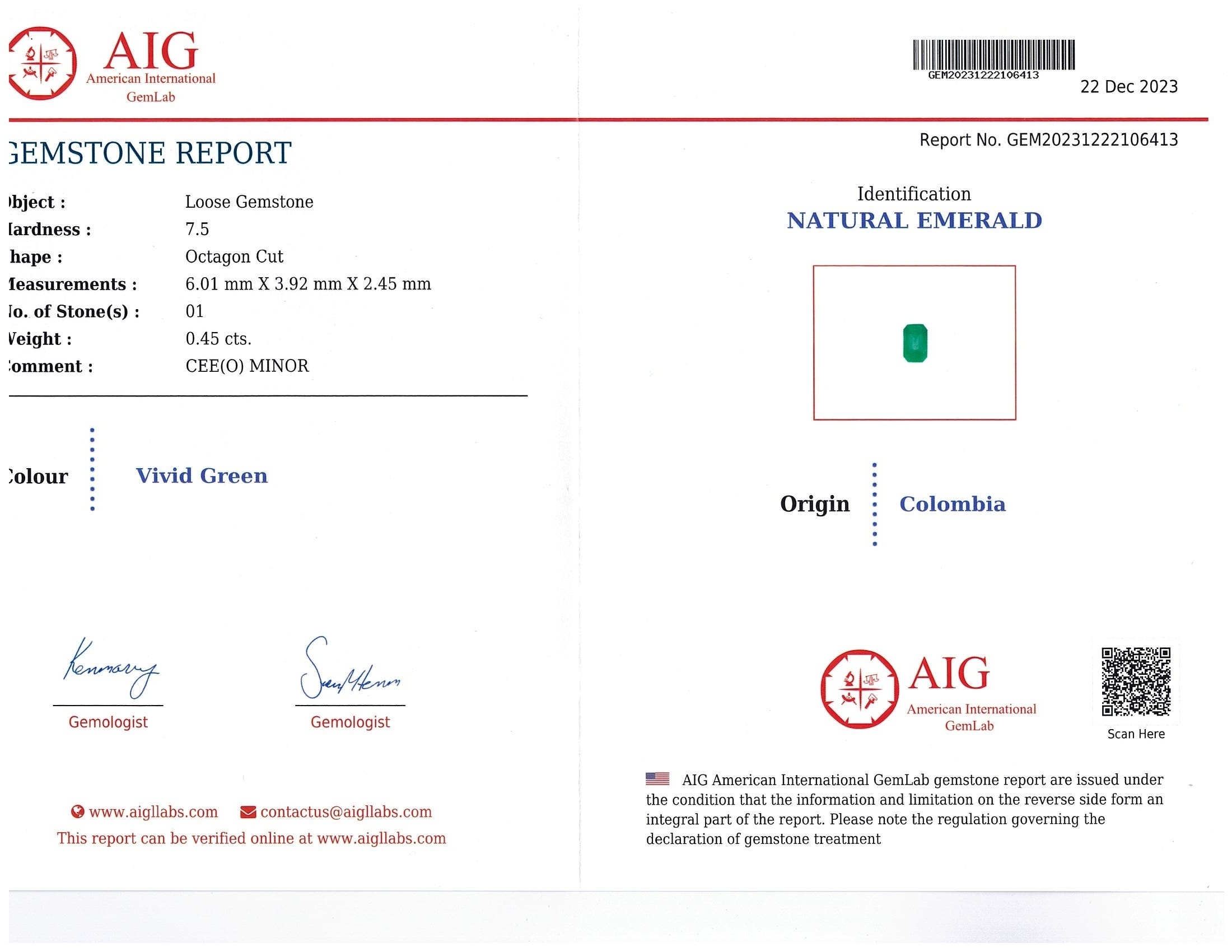 0.45 Ct. Emerald from Colombia