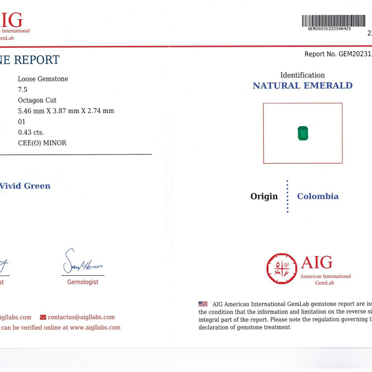 0.43 Ct. Emerald from Colombia