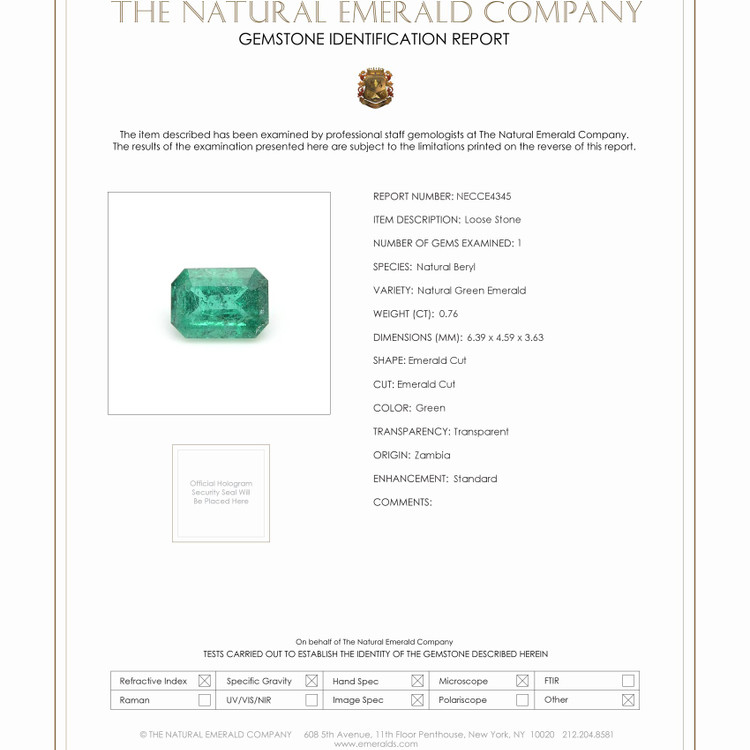 0.76 Ct. Emerald from Zambia