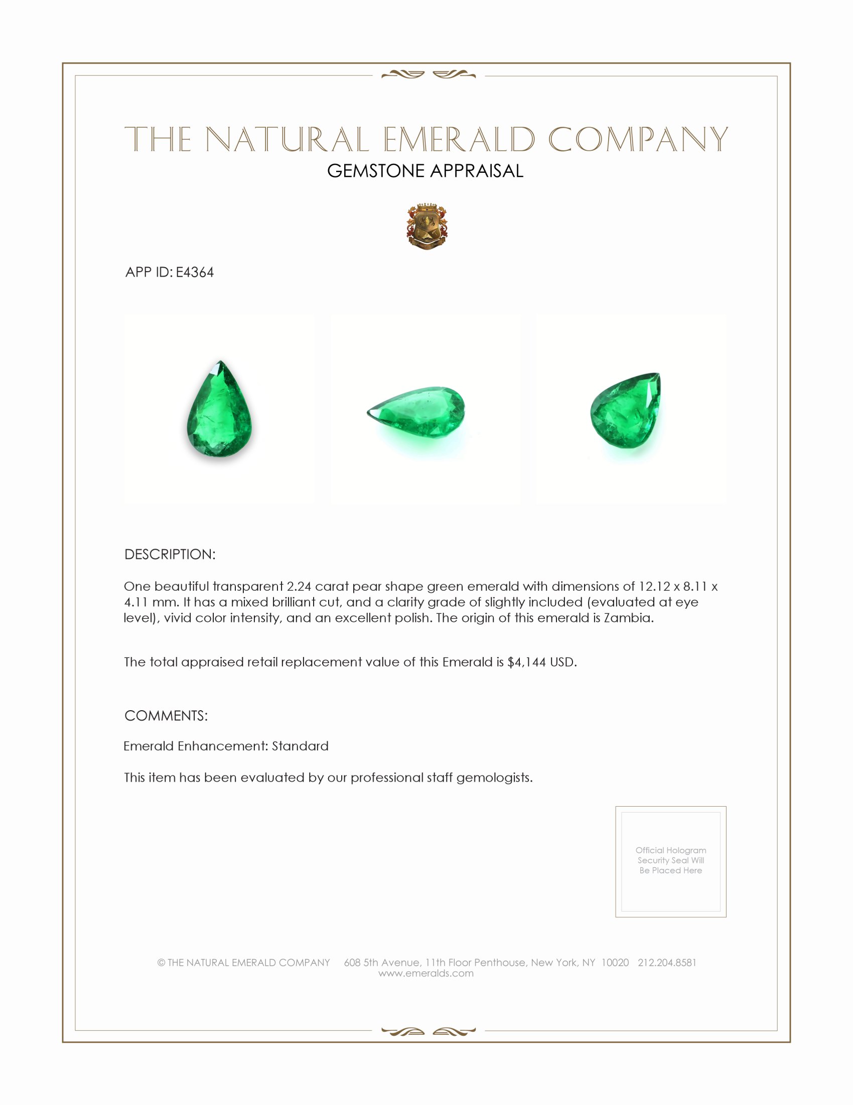 2.24 Ct. Emerald from Zambia