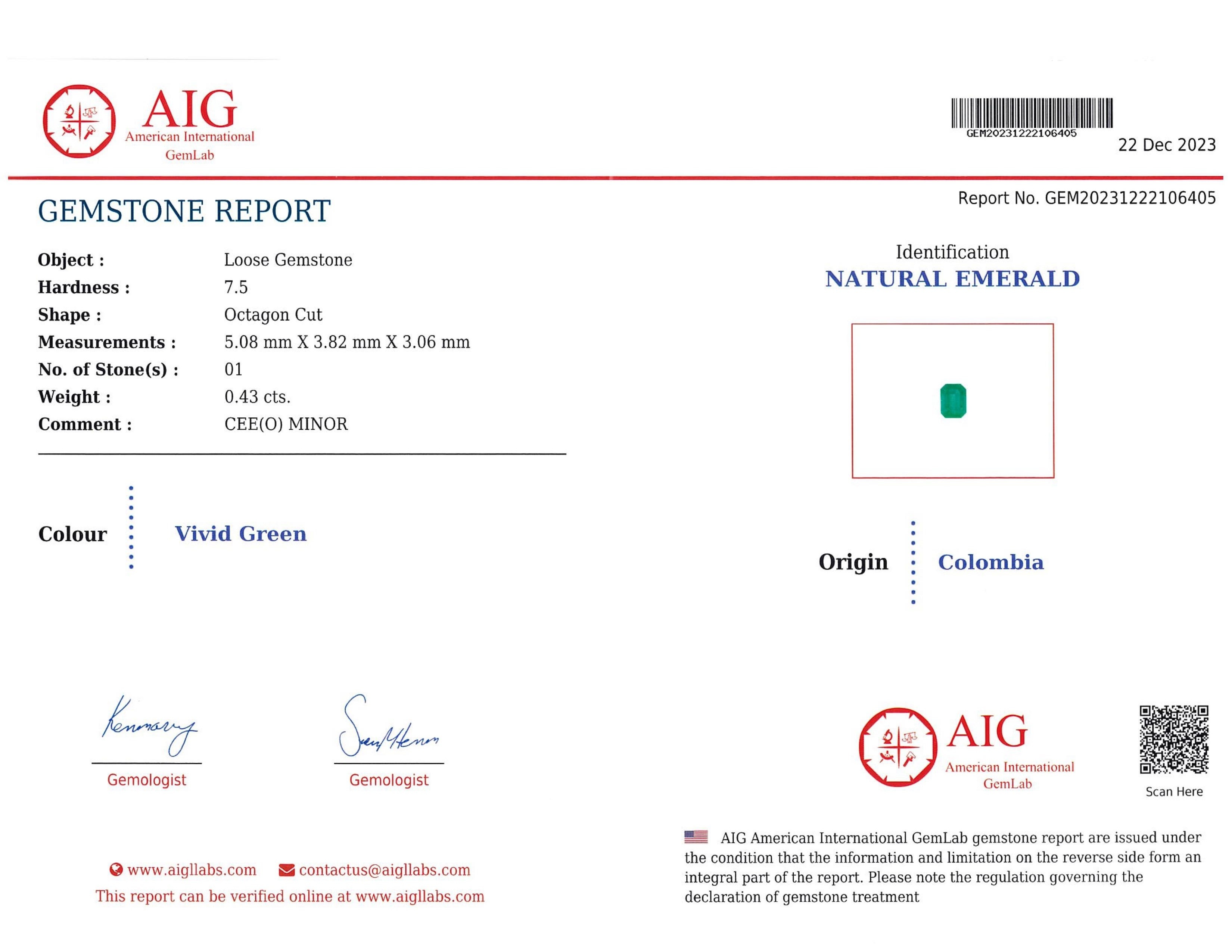 0.43 Ct. Emerald from Colombia