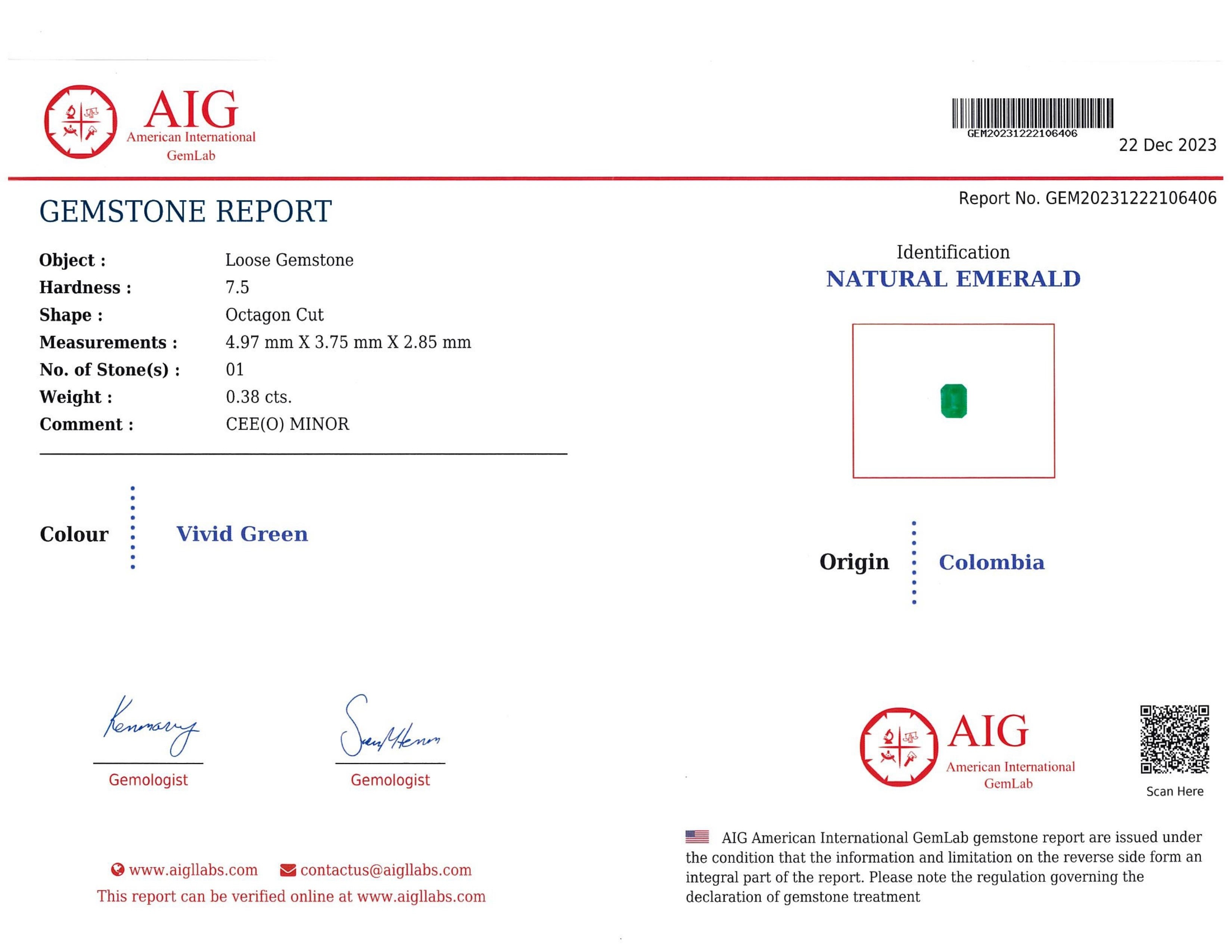0.38 Ct. Emerald from Colombia