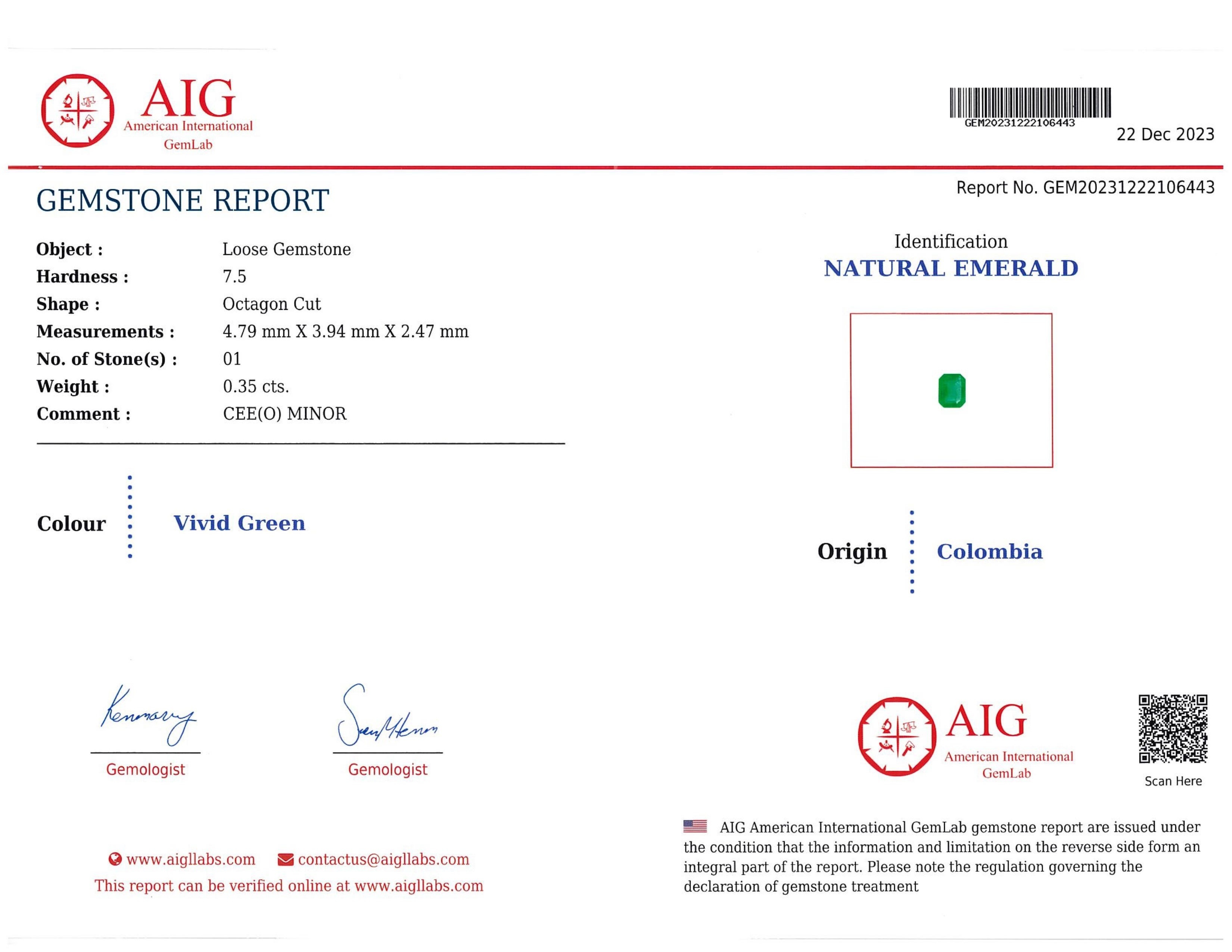 0.35 Ct. Emerald from Colombia