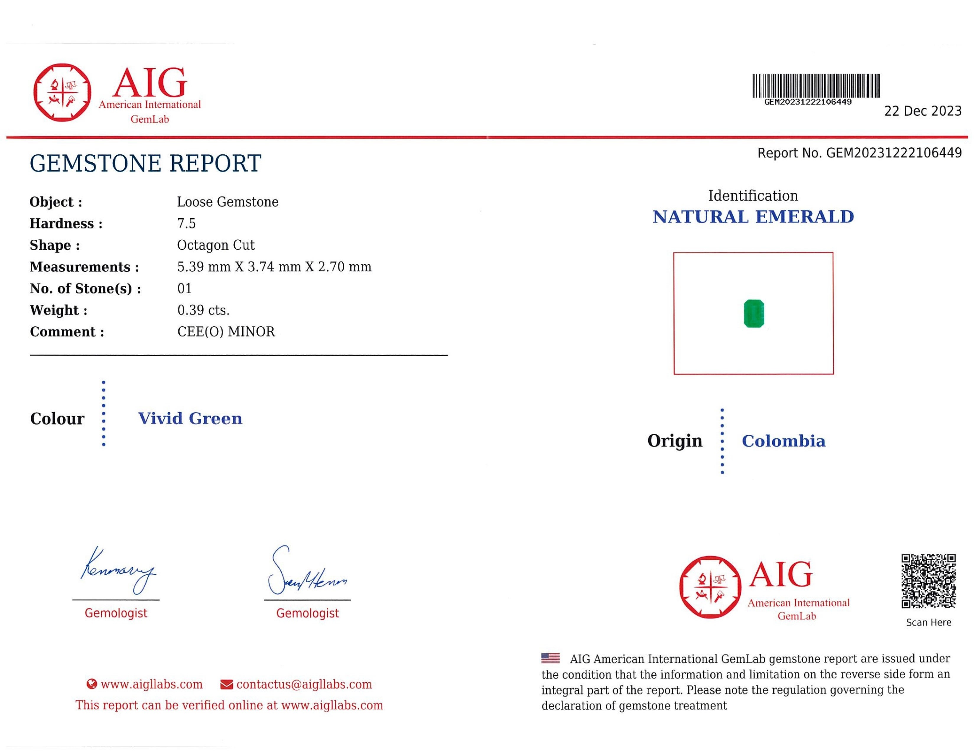 0.39 Ct. Emerald from Colombia
